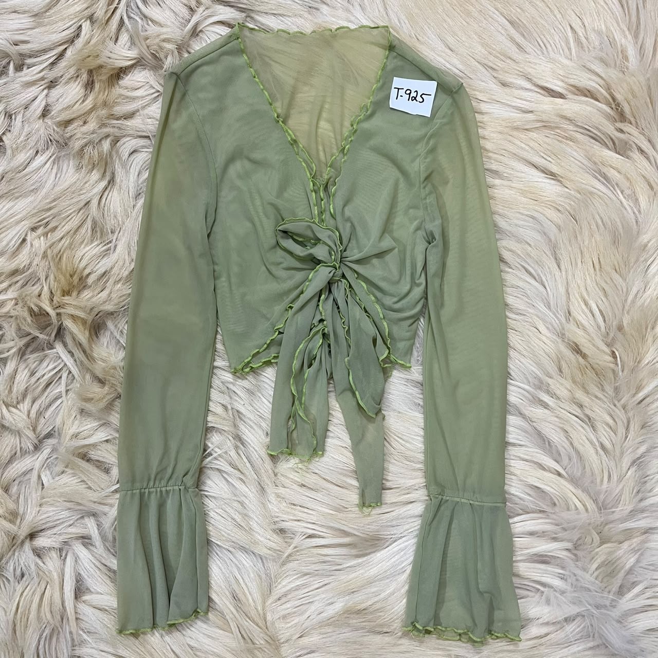 Olive Green Long-Sleeve Crop Top