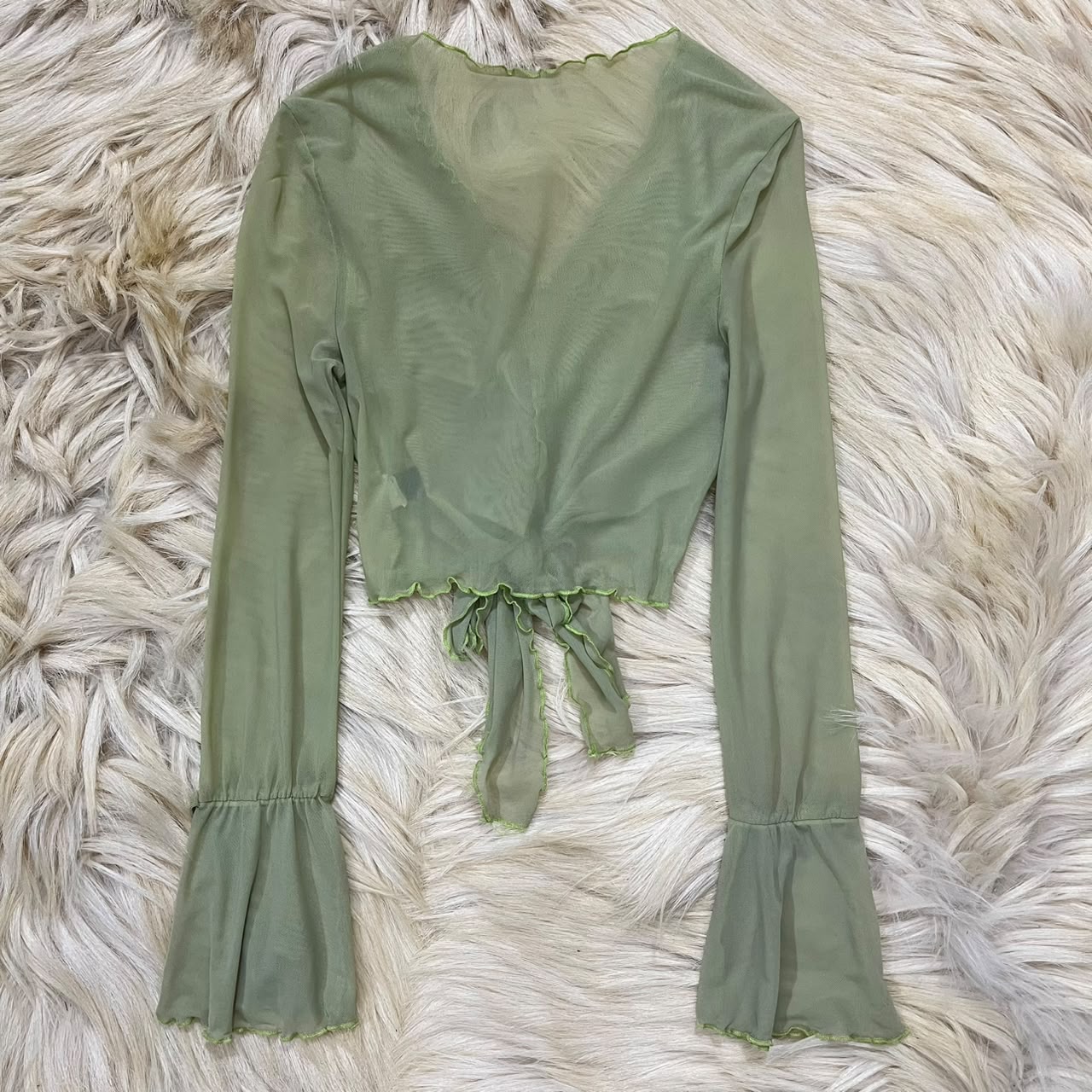 Olive Green Long-Sleeve Crop Top