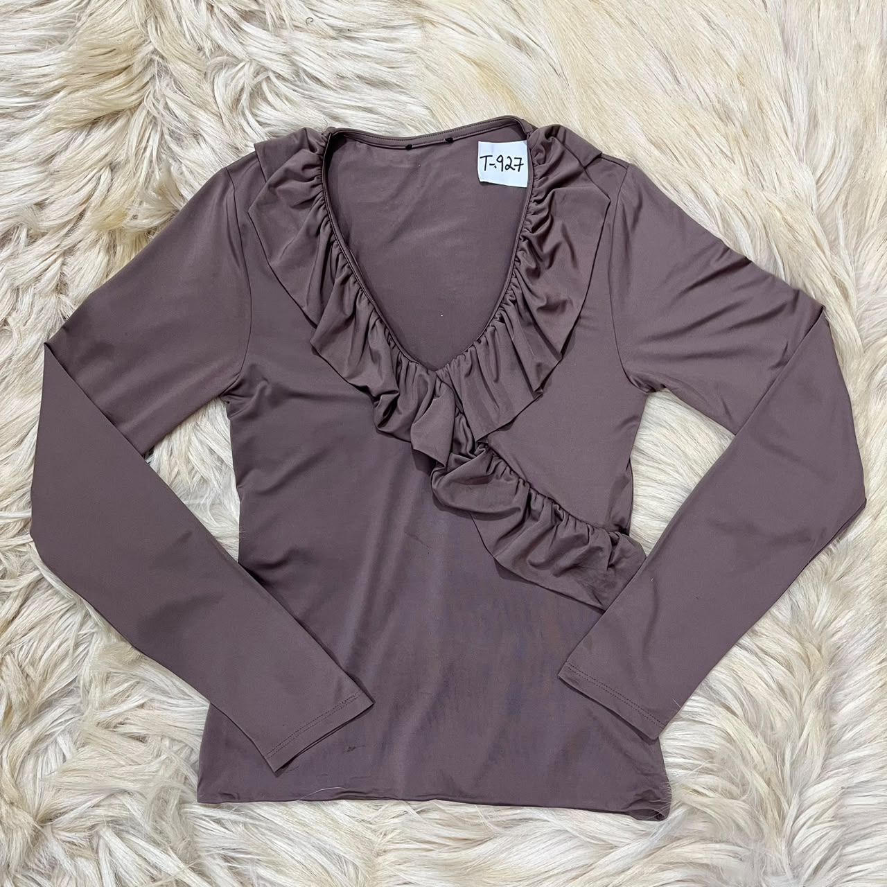 Long-Sleeve Ruffled Top