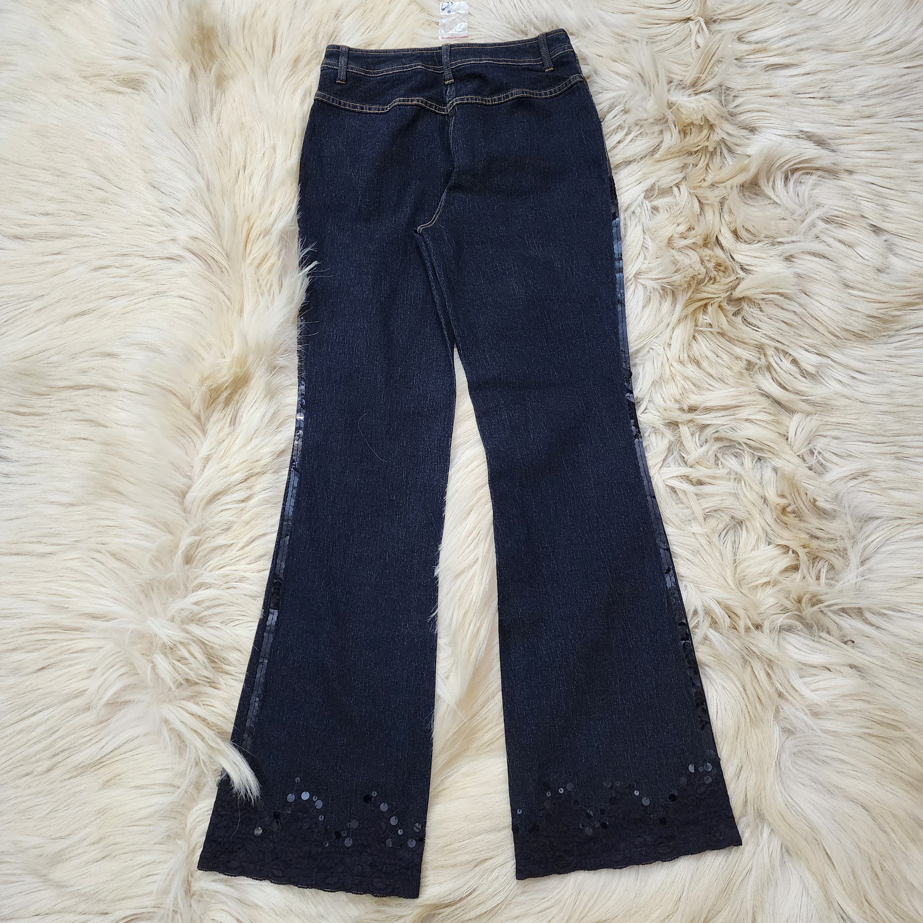 Black Beaded Flared Jeans