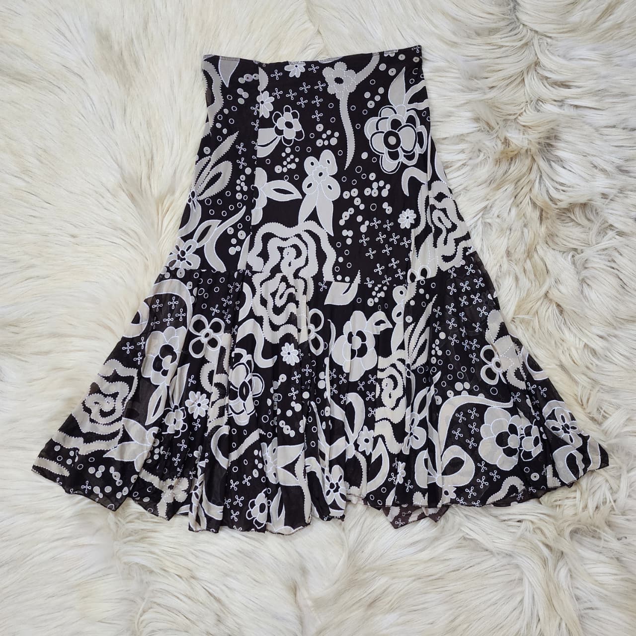 Brown Floral Beige Skirt