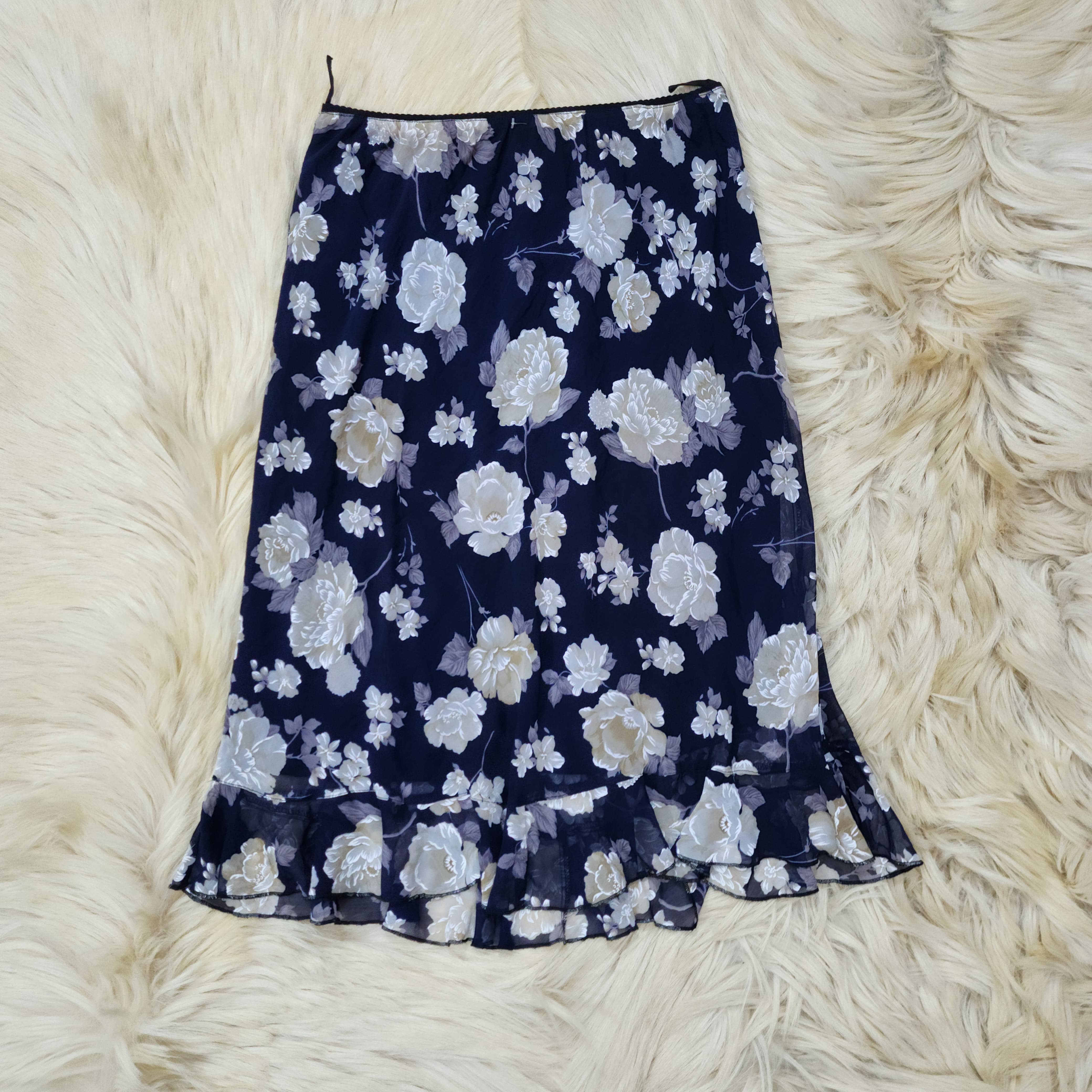 Flowery Mesh Maxi Skirt