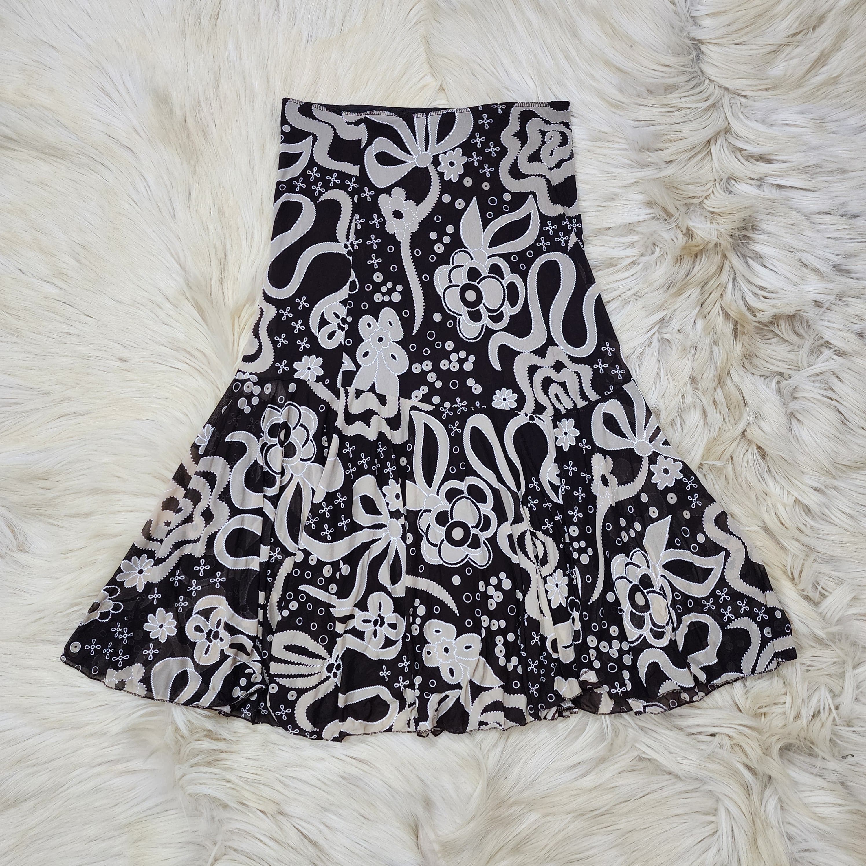 Brown Floral Beige Skirt