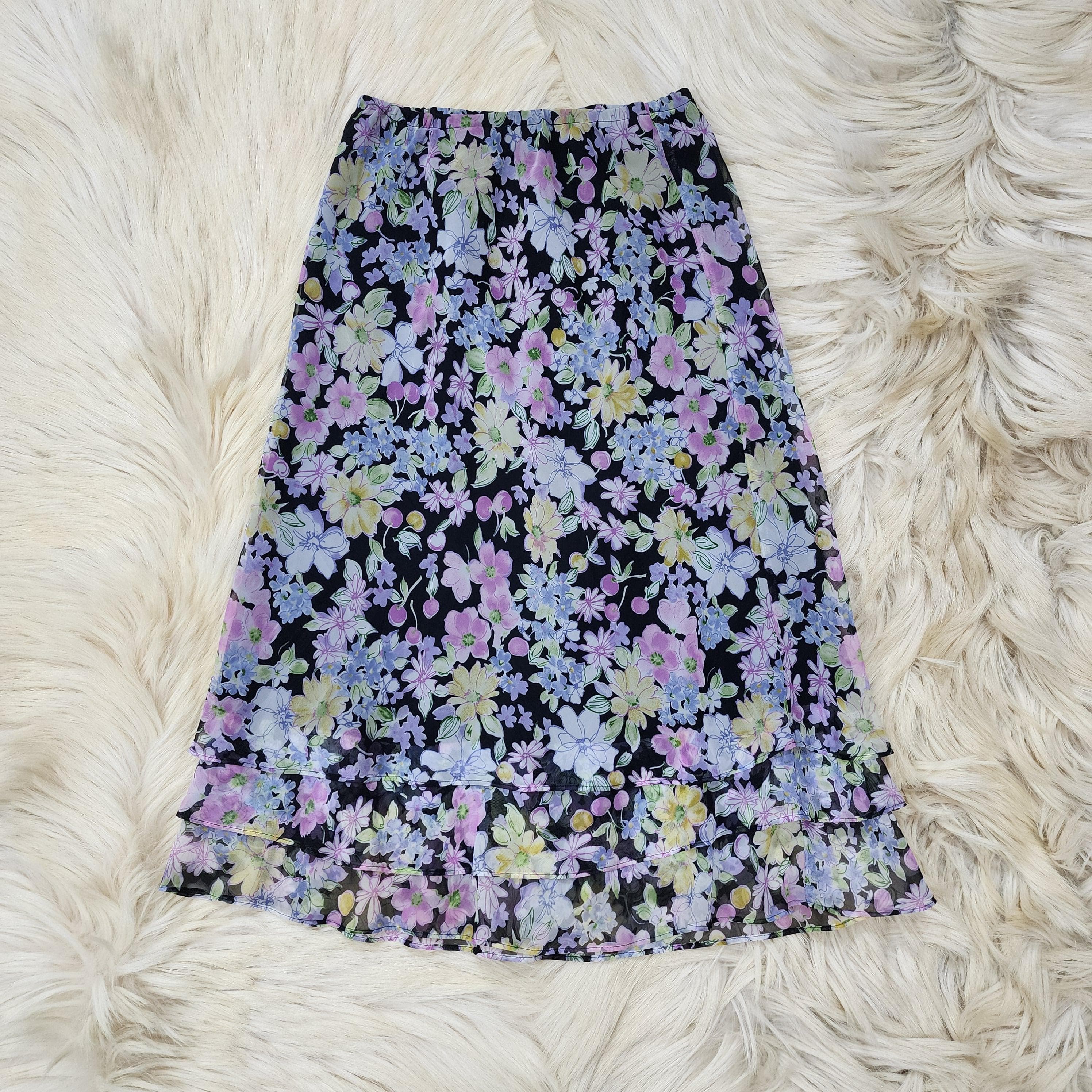 Purple Floral Skirt