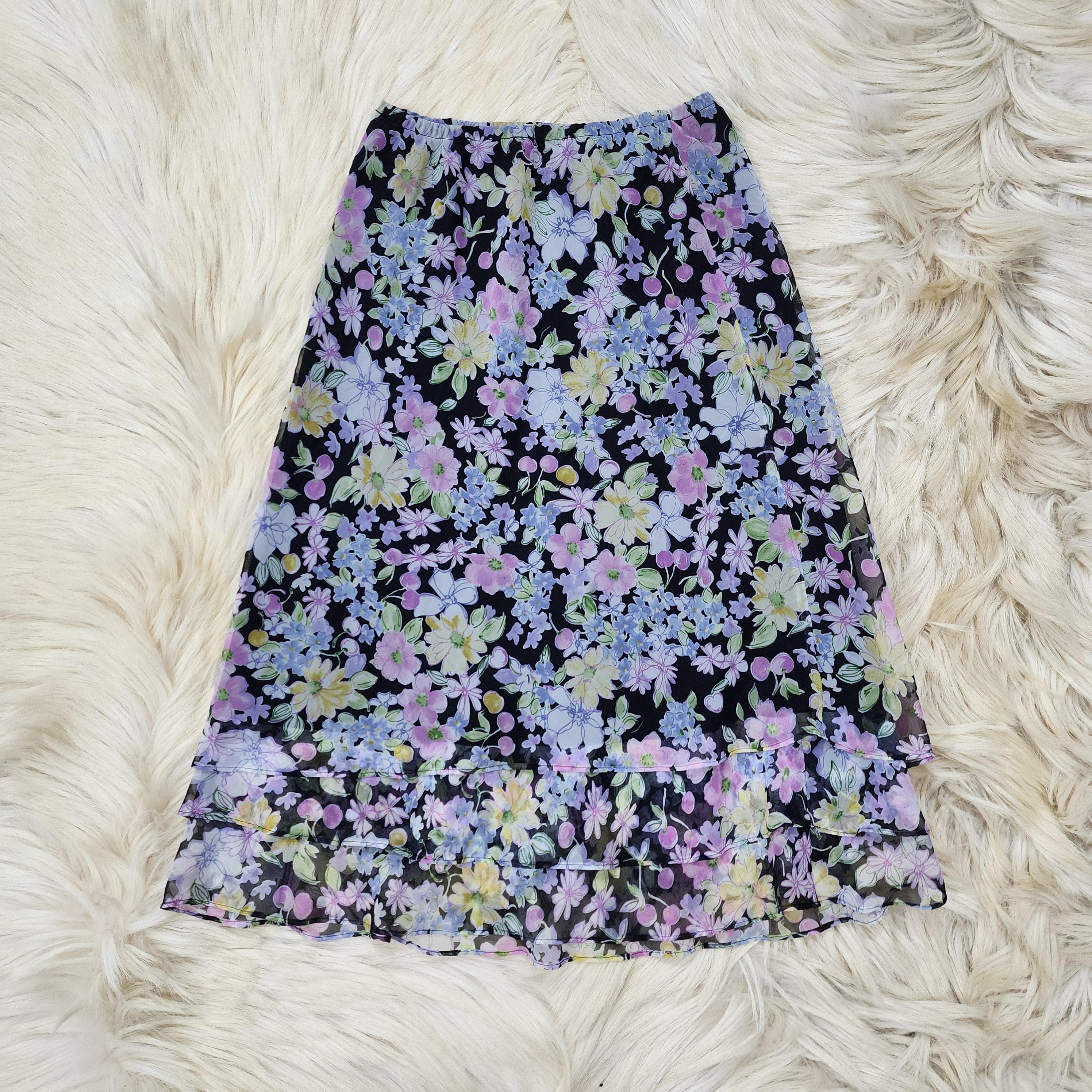 Purple Floral Skirt