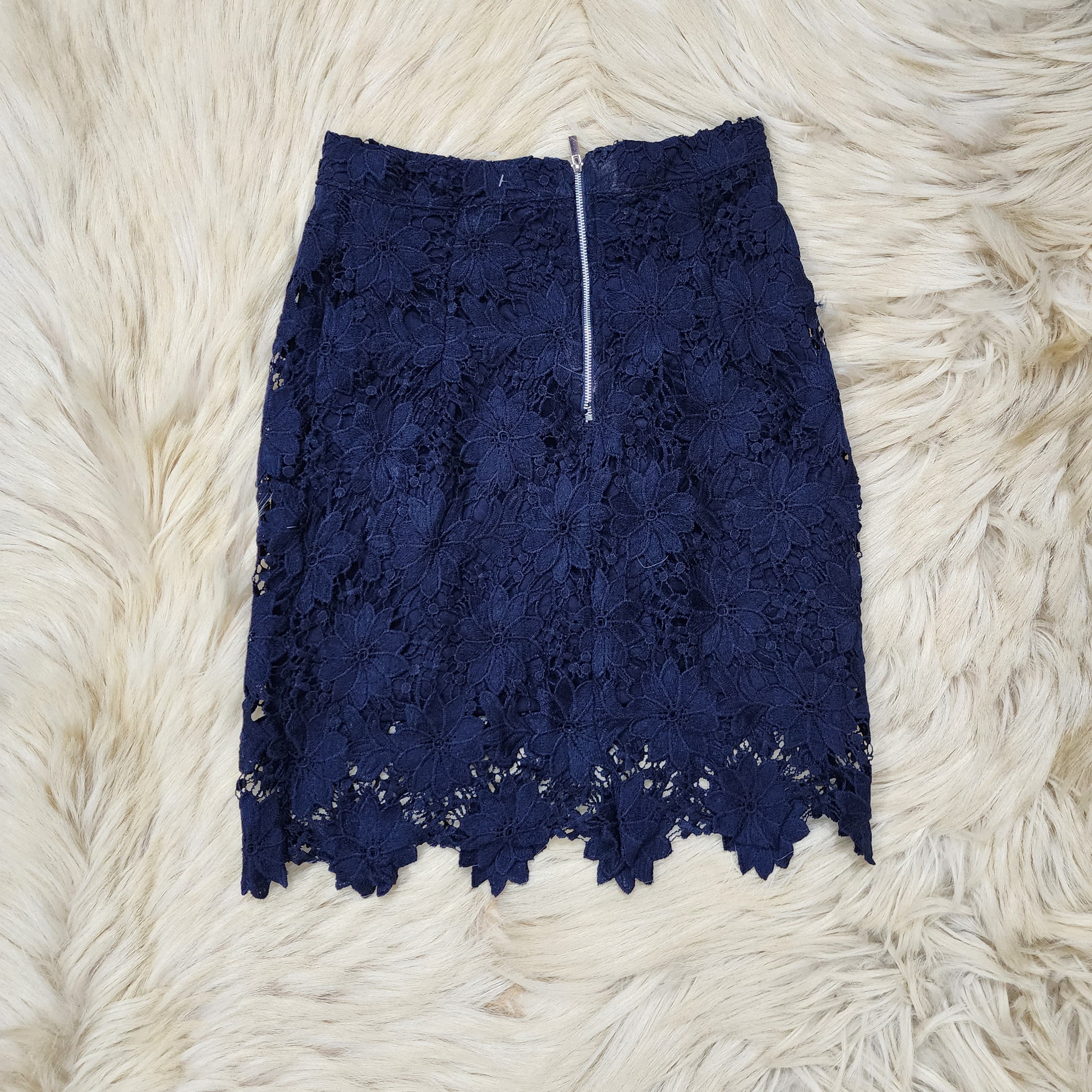 Blue Lace Midi Skirt