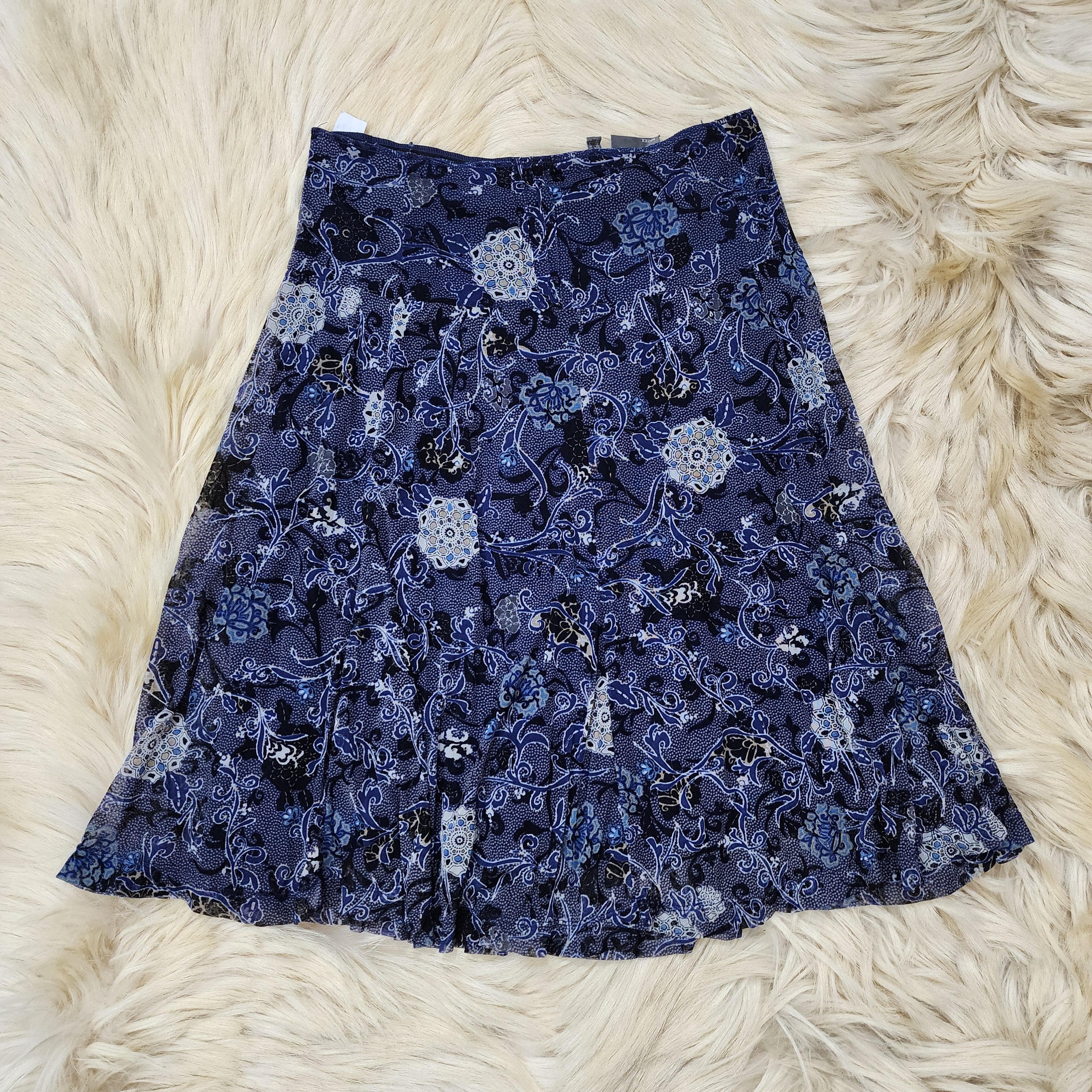 Navy Blue Mesh Skirt