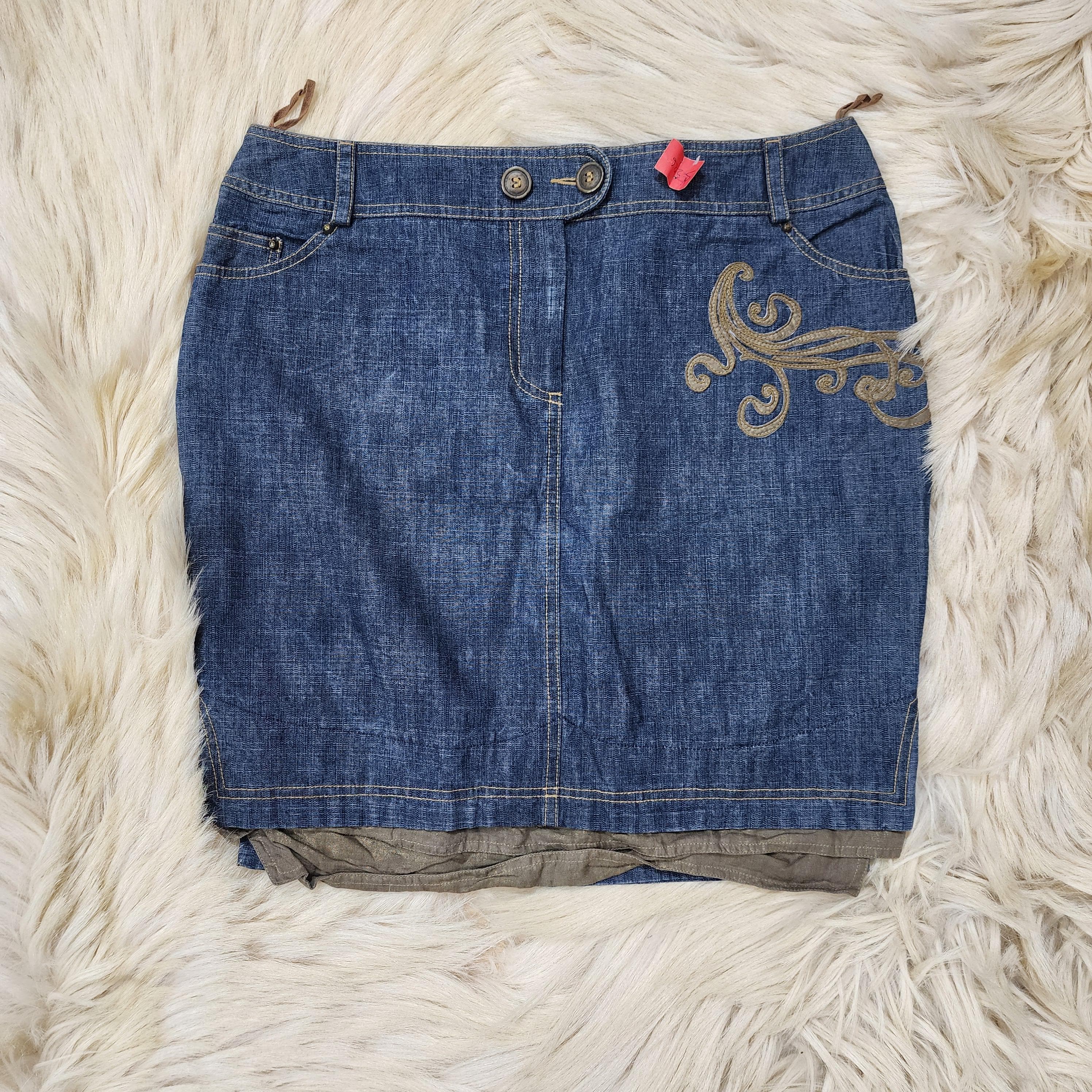 Blue Denim Midi Skirt