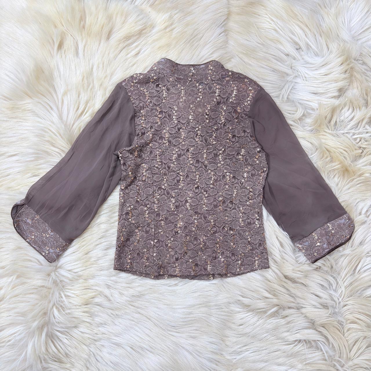 Sequin Brown Button Down Shirt