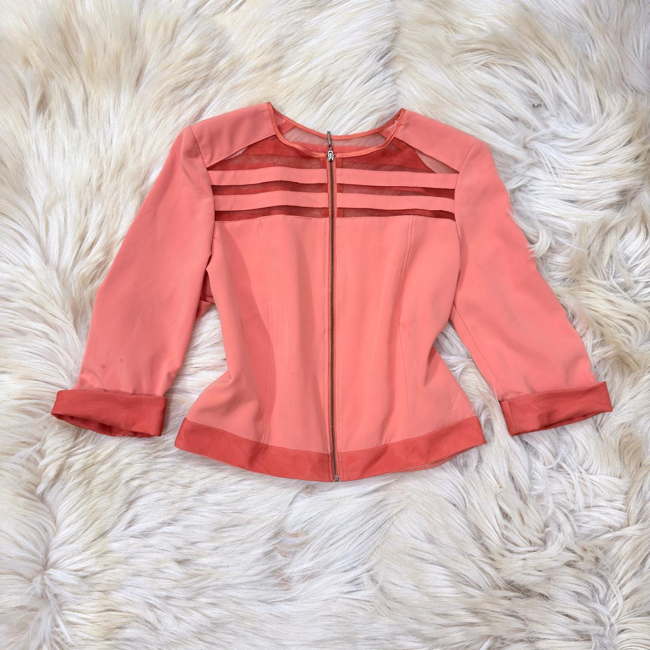 Orange Zipper Button Down