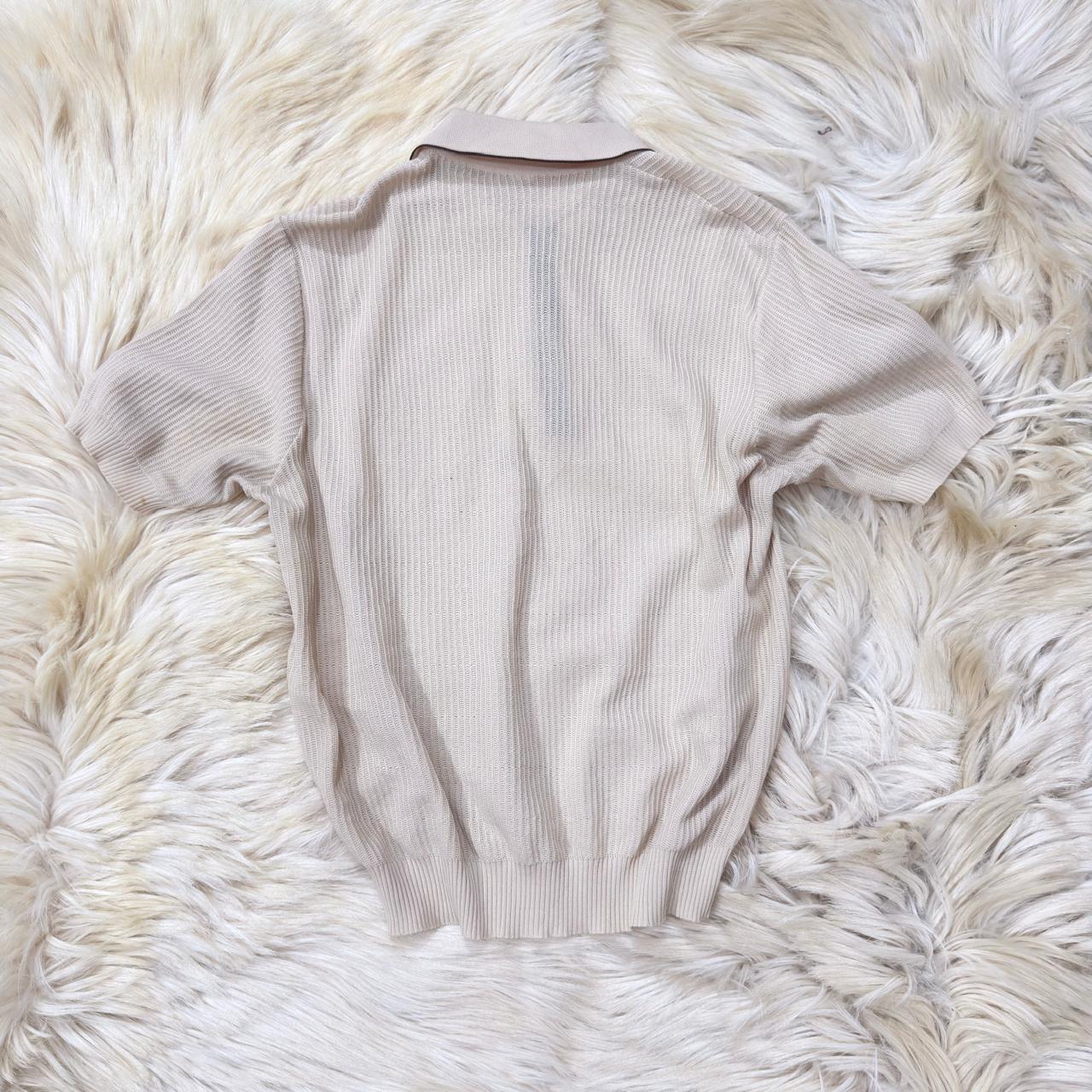 Half Zip Rib Beige Baggy Shirt