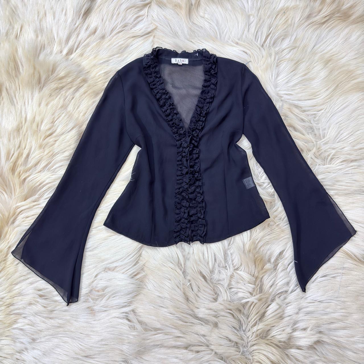 Black Bell Sleeve Button Down