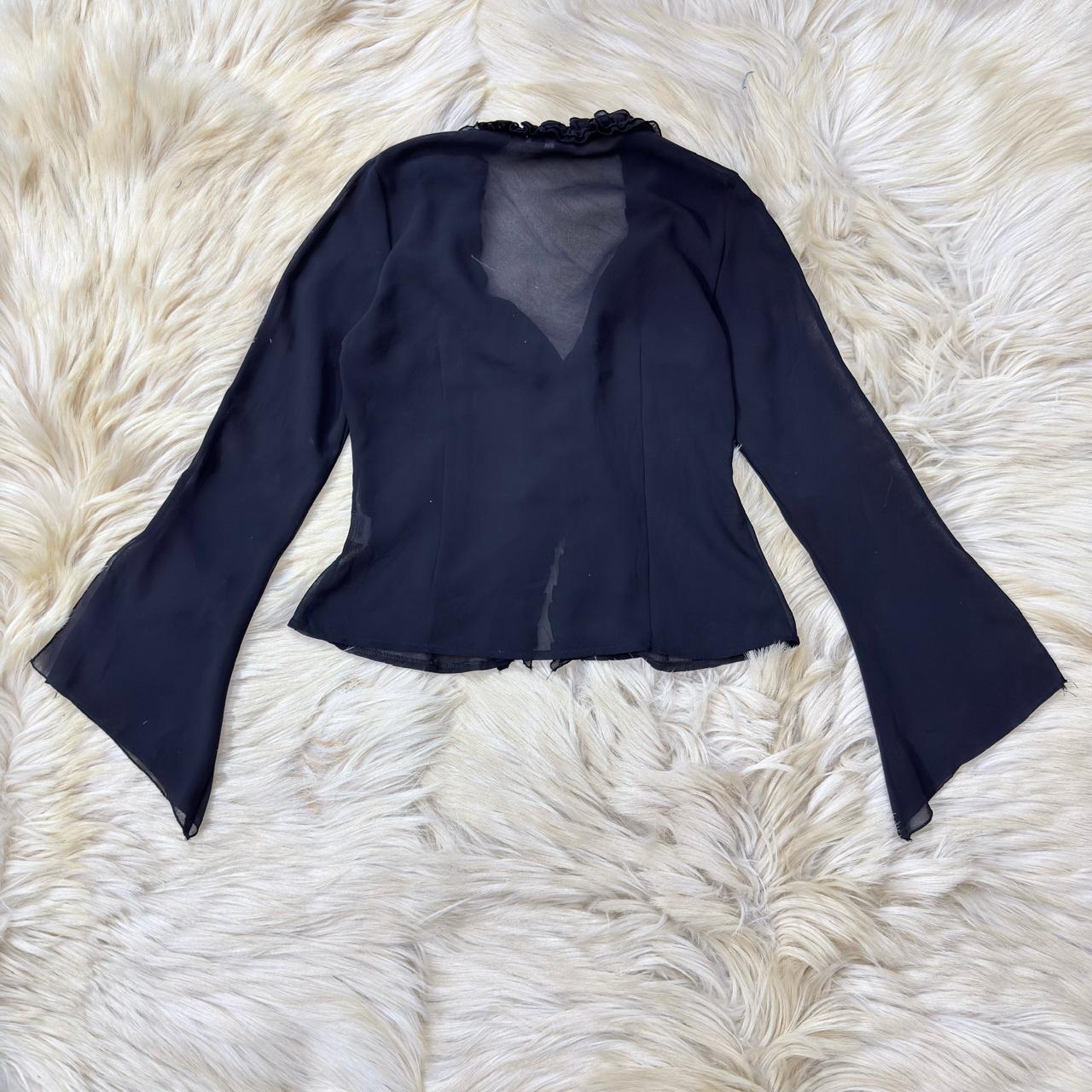 Black Bell Sleeve Button Down