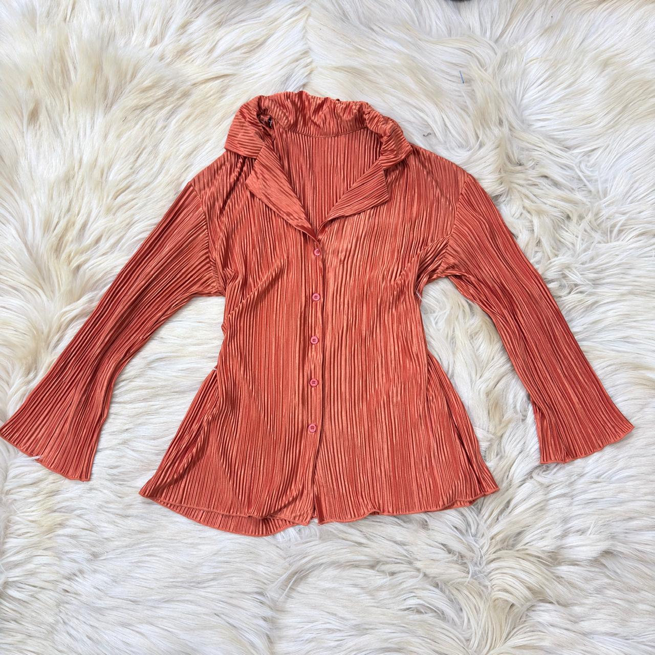 Orange satin Button Down