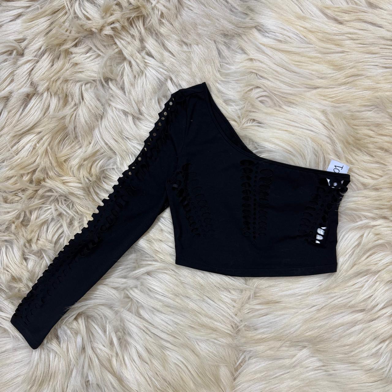 One Shoulder Black Top