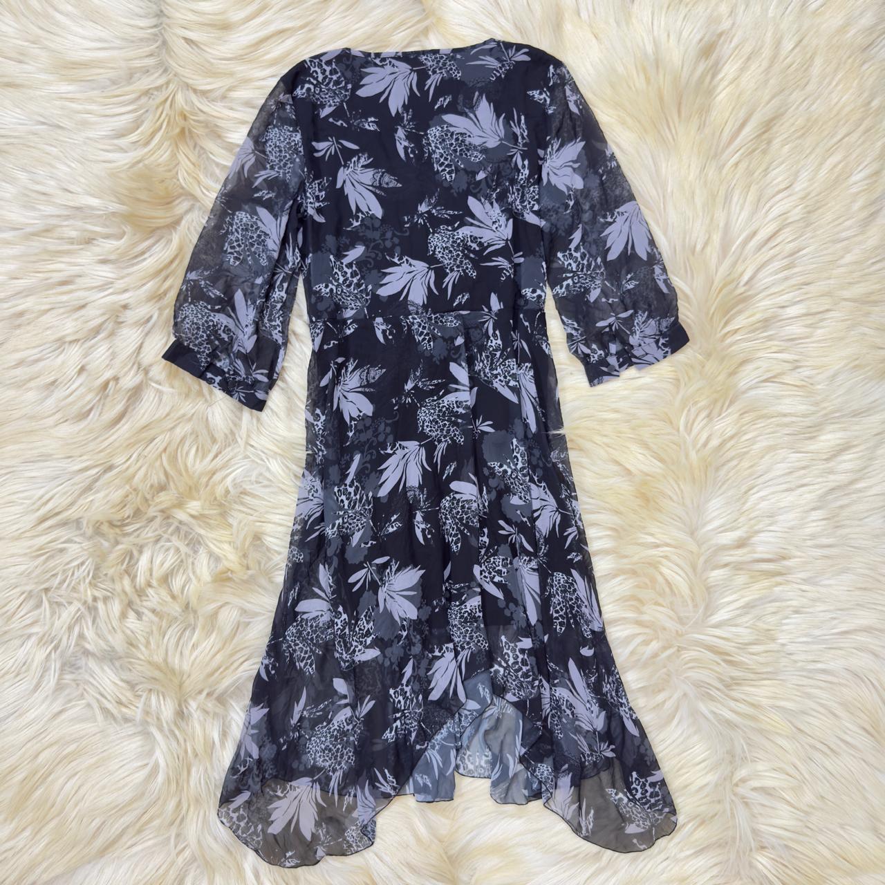 Black & Grey Botanical Print Dress