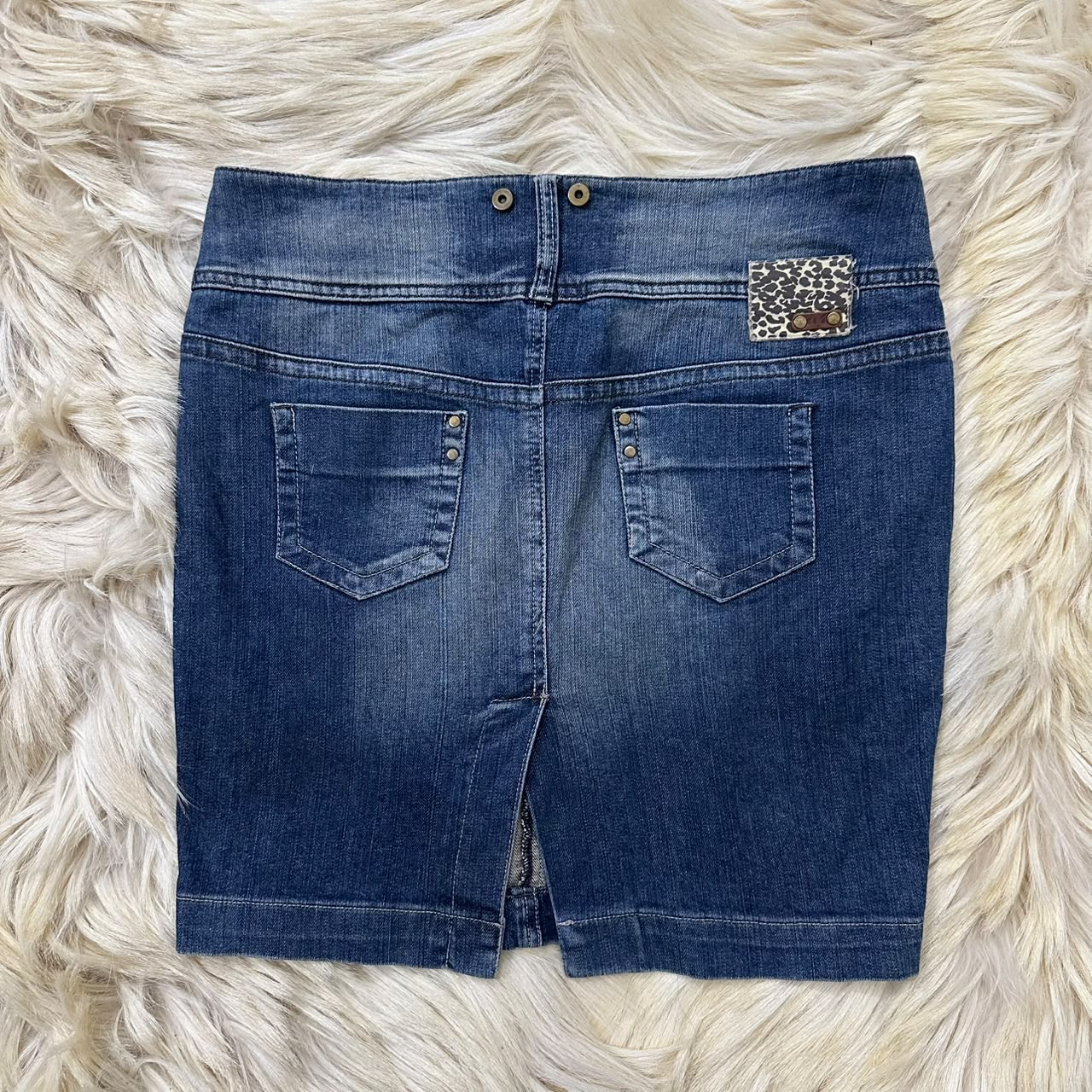 Stone Wash Denim Mini Skirt
