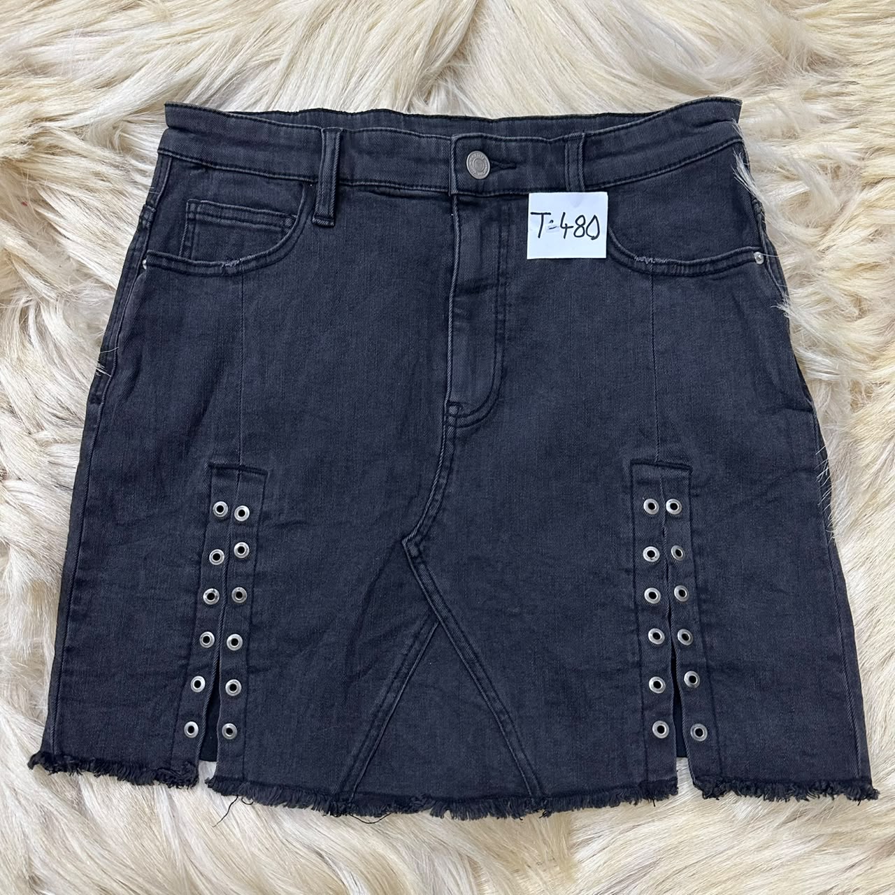 Lace up Denim Mini Skirt
