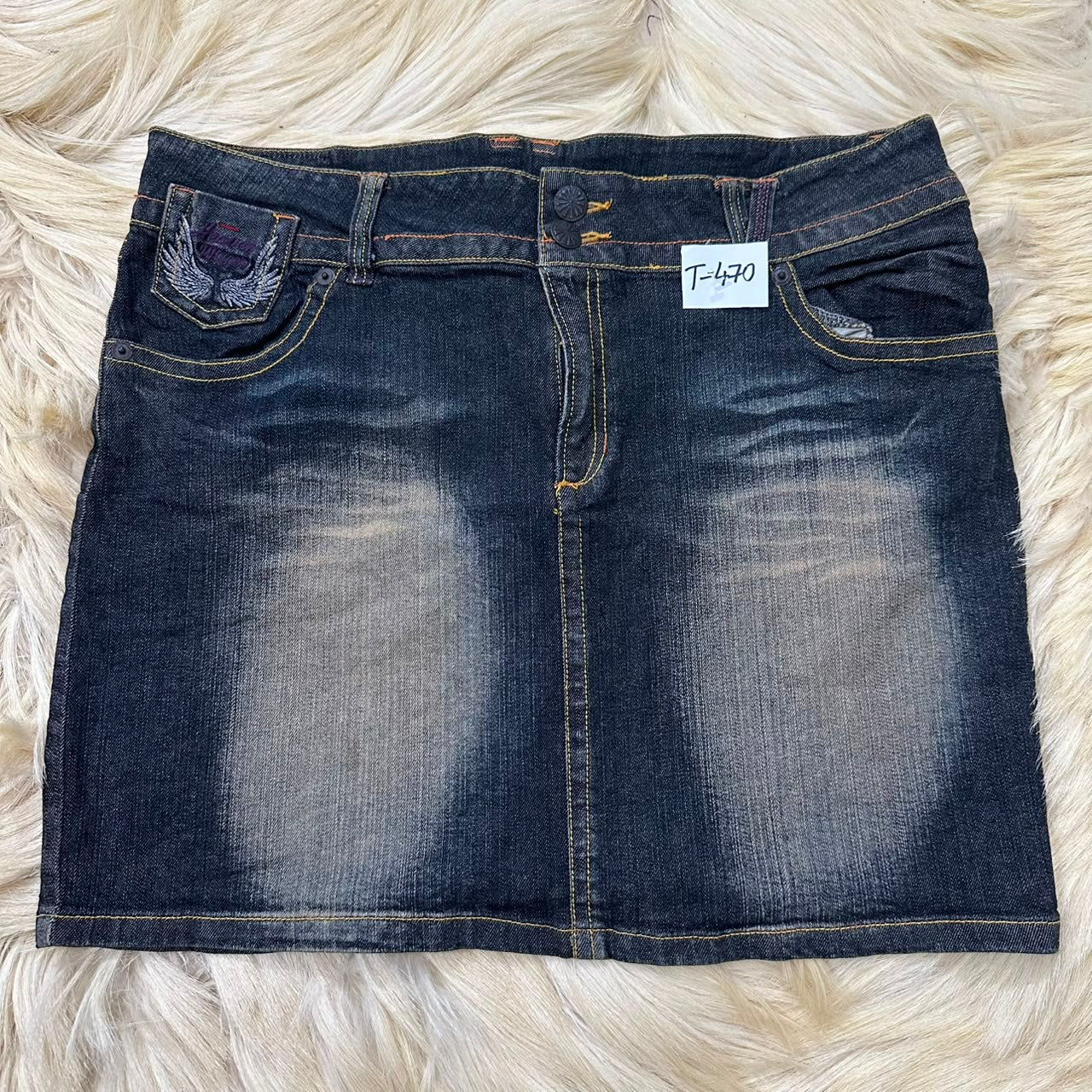 Vintage Wash Denim Mini Skirt