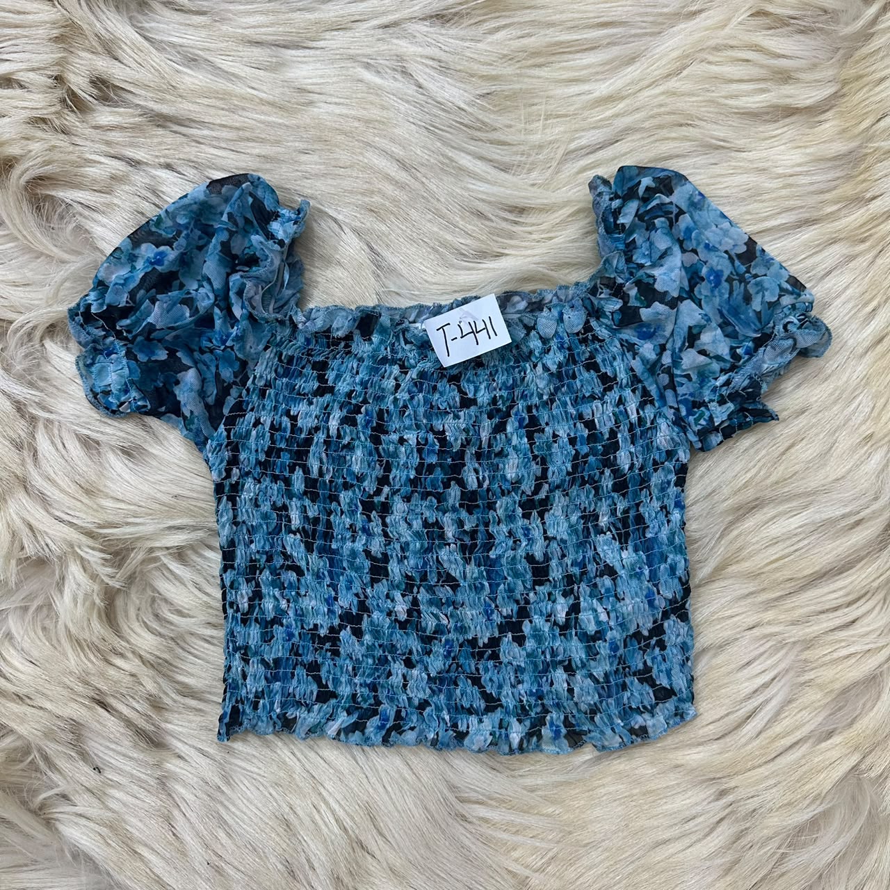 Aqua Fitted Ruffle Top