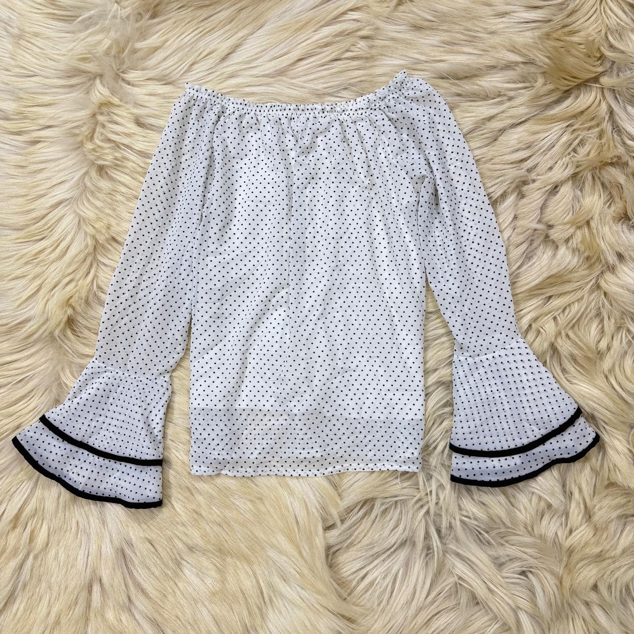 Retro Polka Bell Sleeves Top