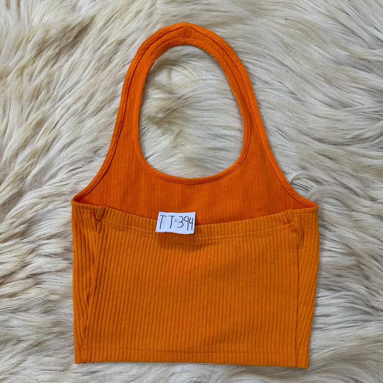Orange Ribbed Halter Top