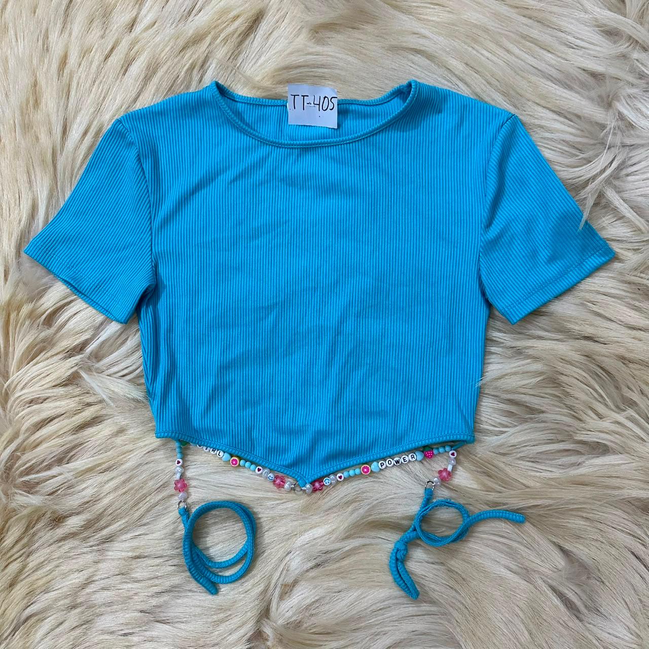 Aqua Ribbed Beach Top