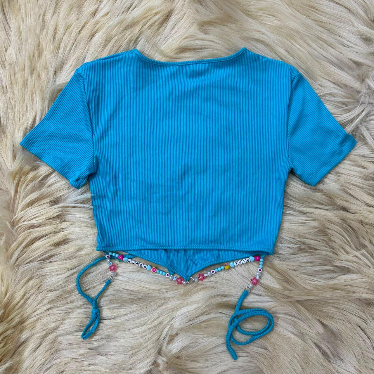 Aqua Ribbed Beach Top