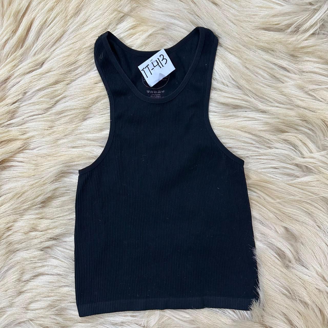 Black Ribbed Crop Top