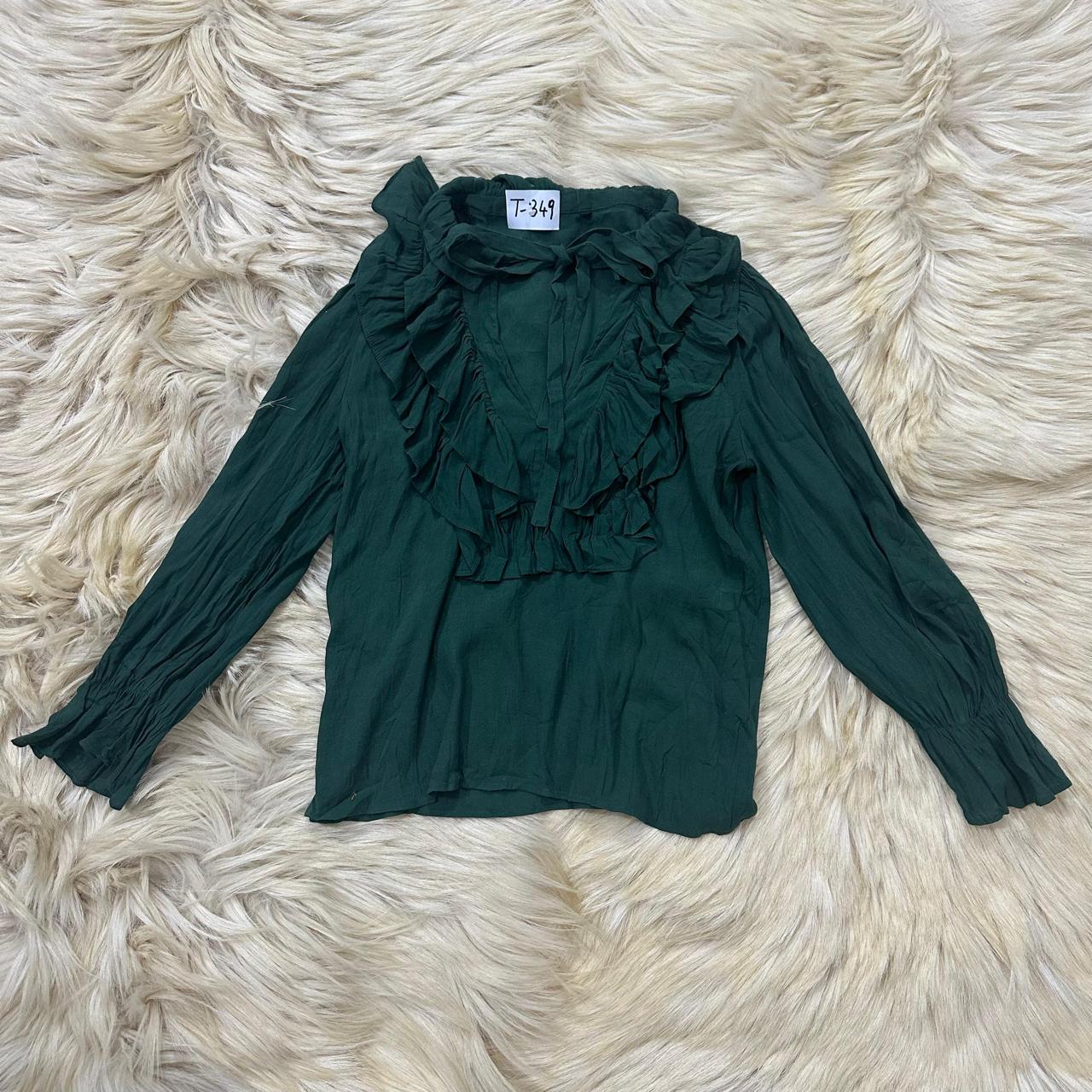 Olive Green Ruffle Top