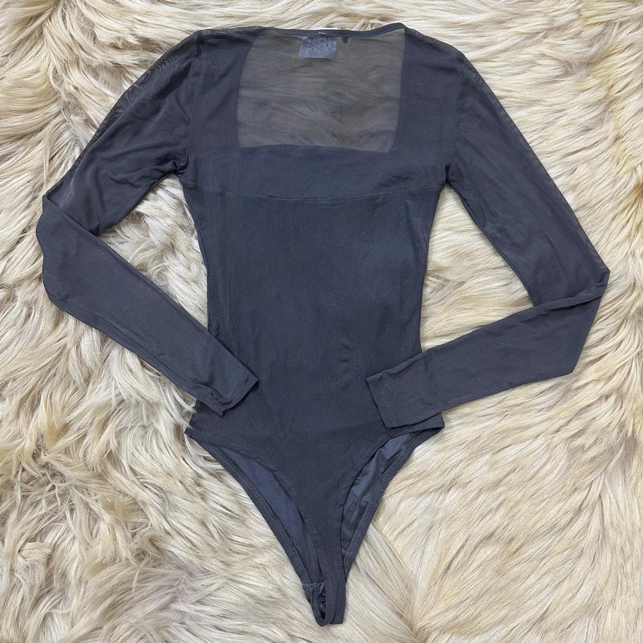 Grey Mesh Bodycon Top