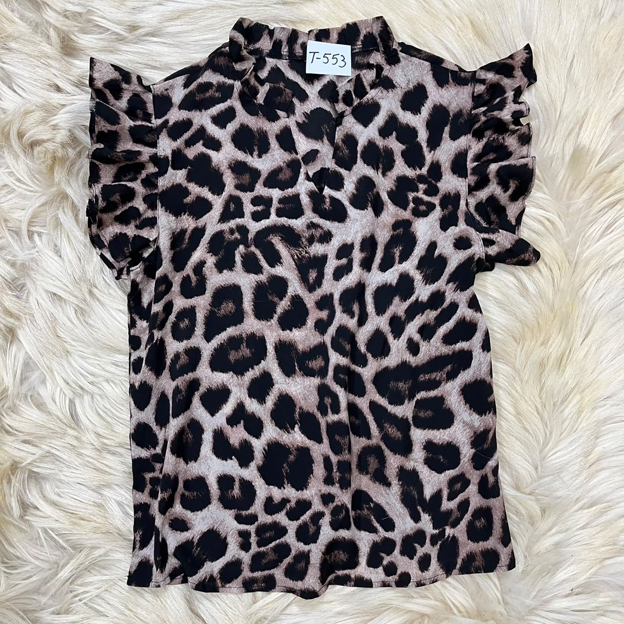Cheetah Ruffle Top