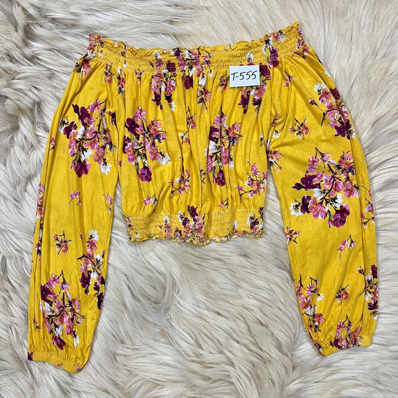Yellow Floral Off Shoulder Top