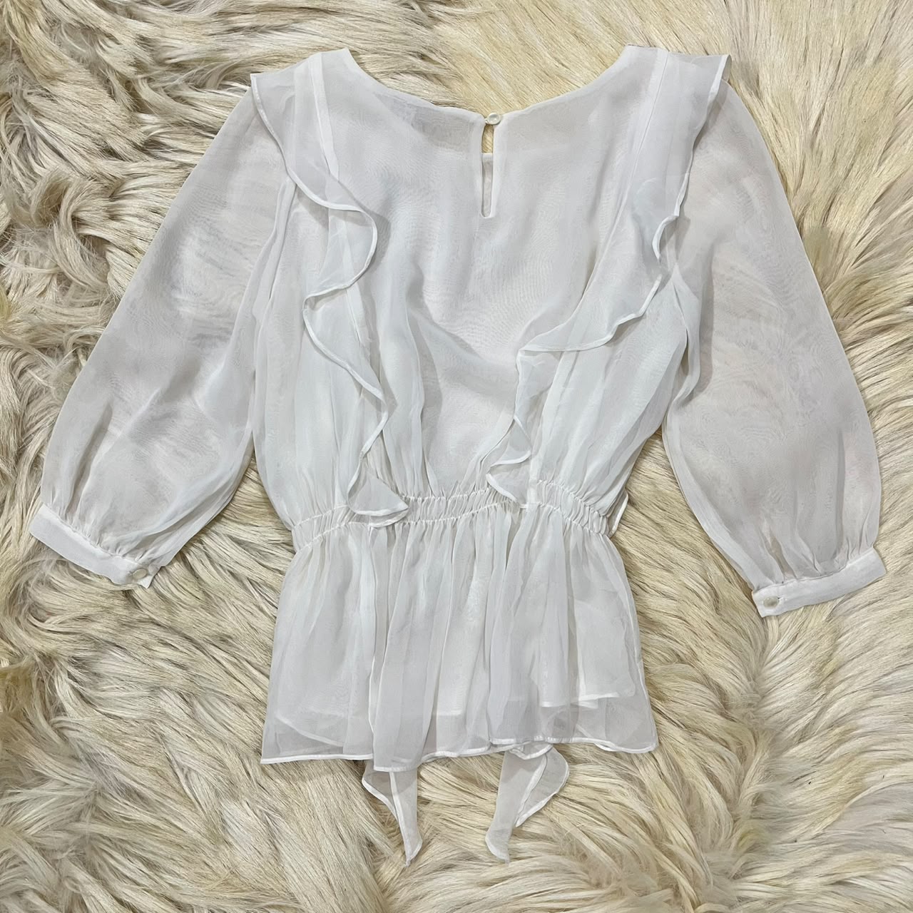 White Ruffle Top