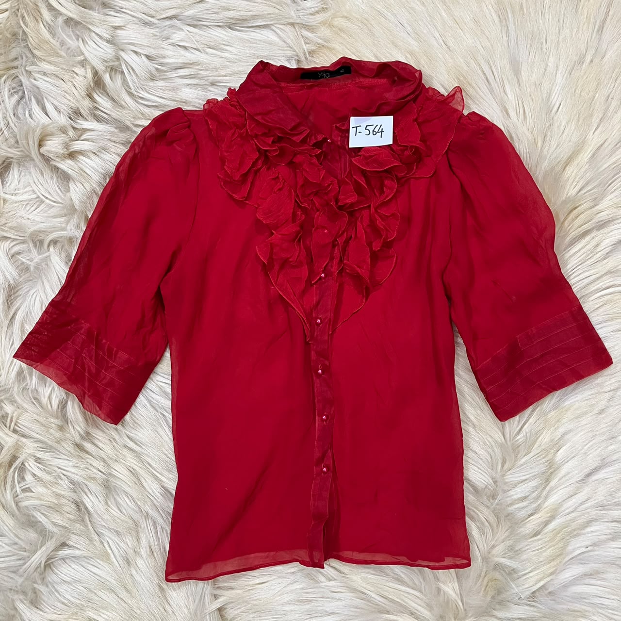 Retro Ruffle Button Down Top
