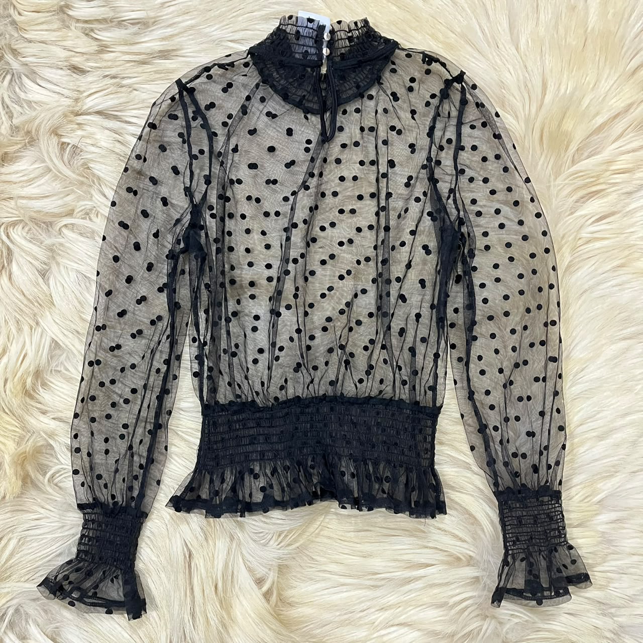 Black Polka Ruffle Top
