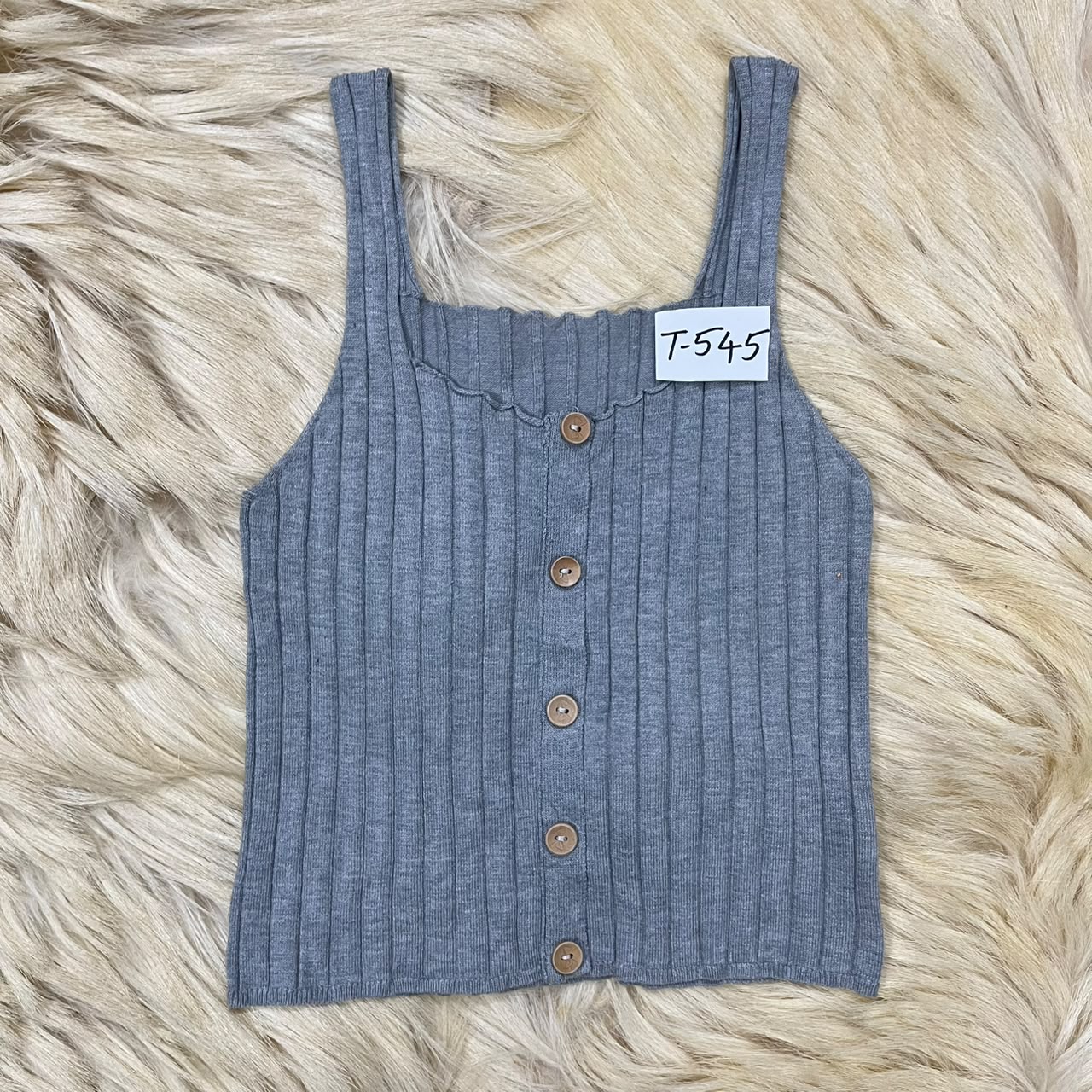 Grey Button Down Tank Top