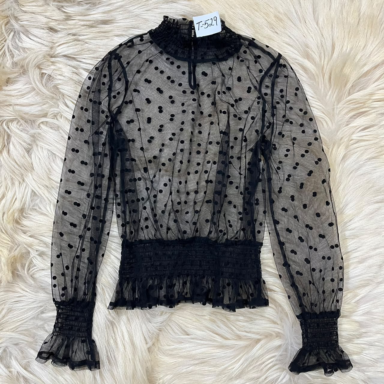 Black Polka Ruffle Top