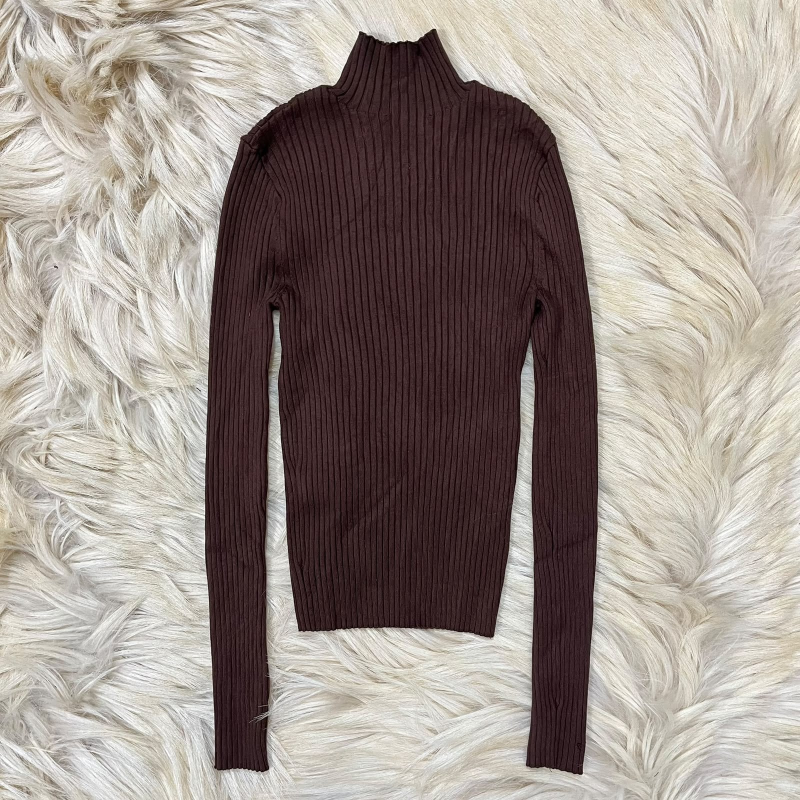 Fall Ribbed Brown Sweater Top