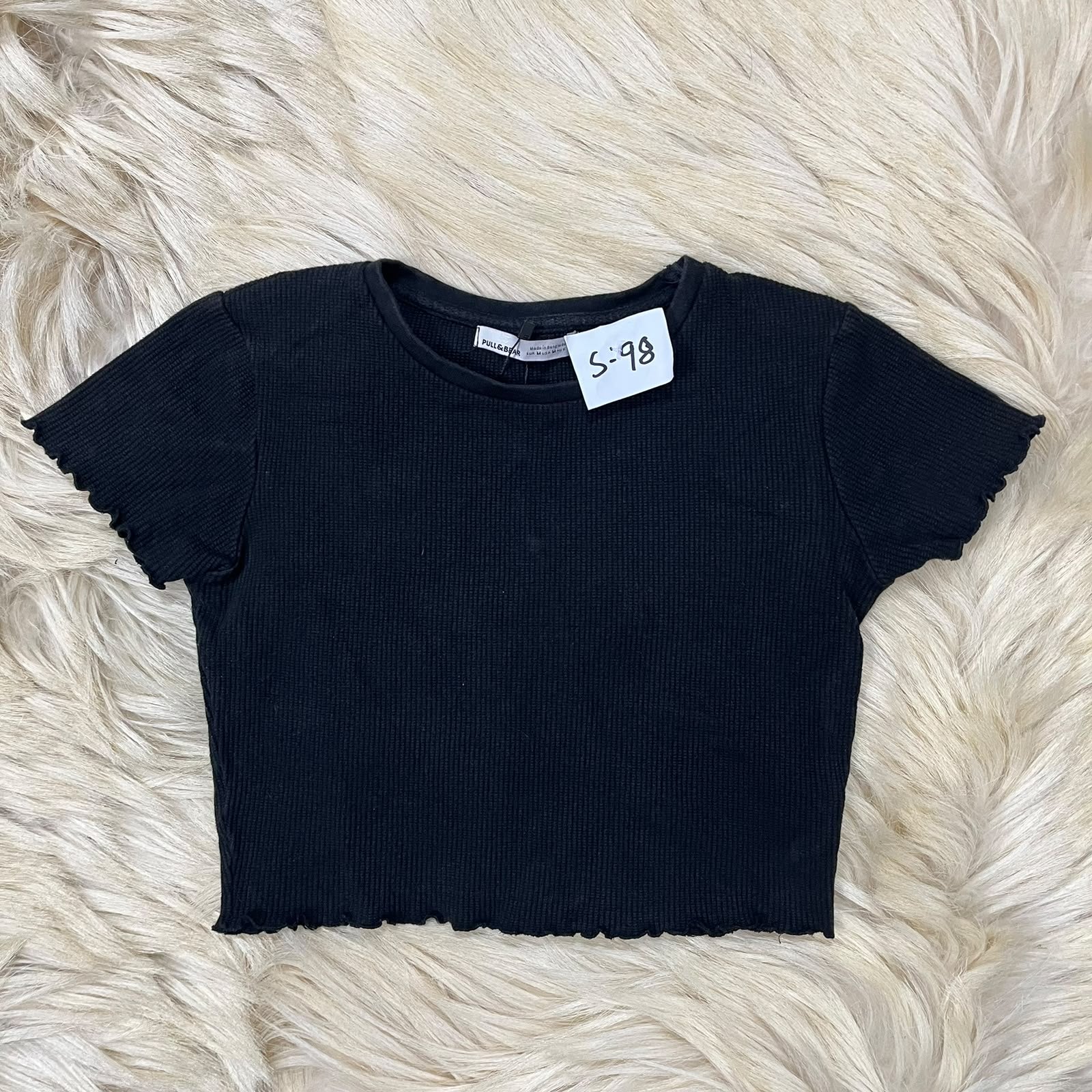 Black Ribbed Crop Top