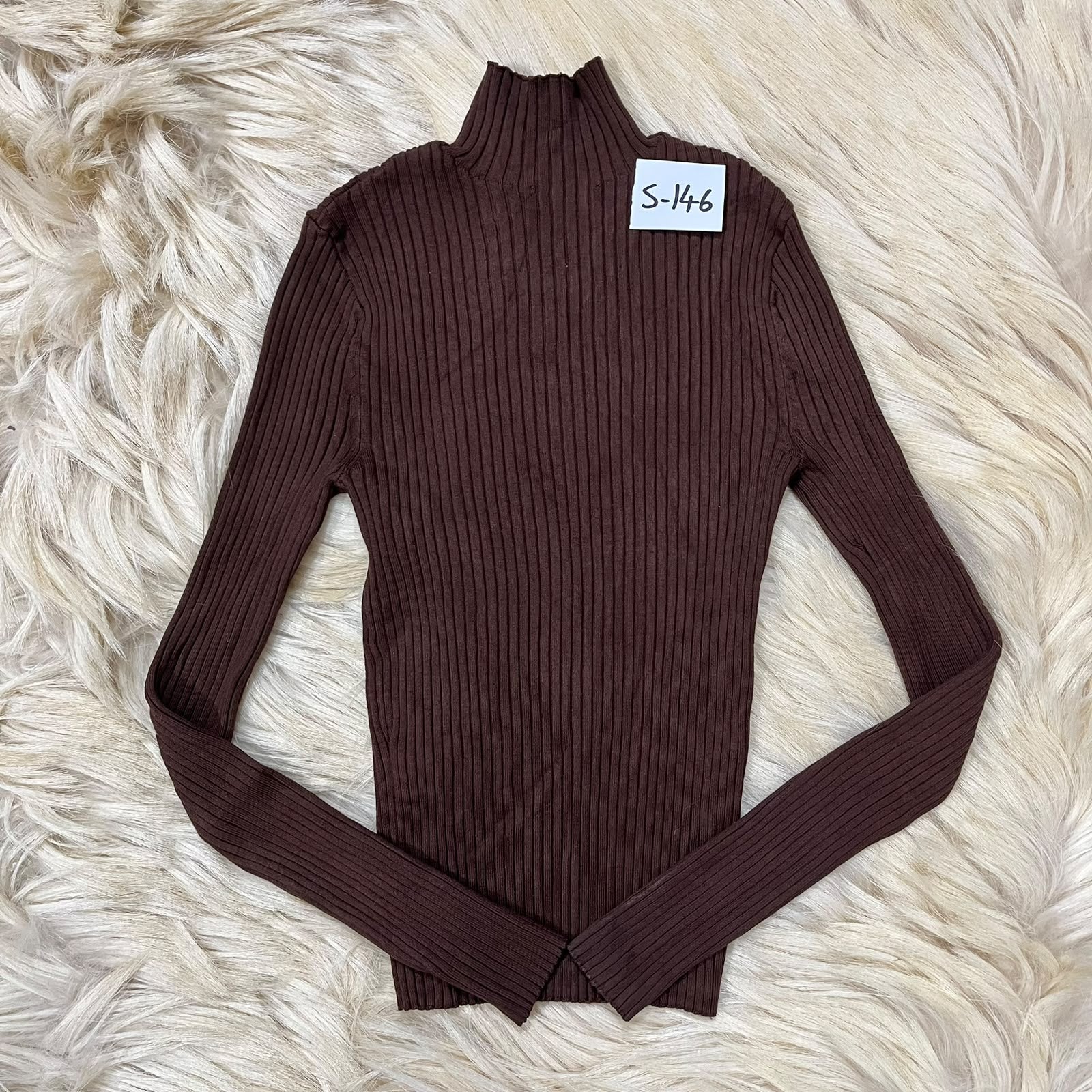 Fall Ribbed Brown Sweater Top