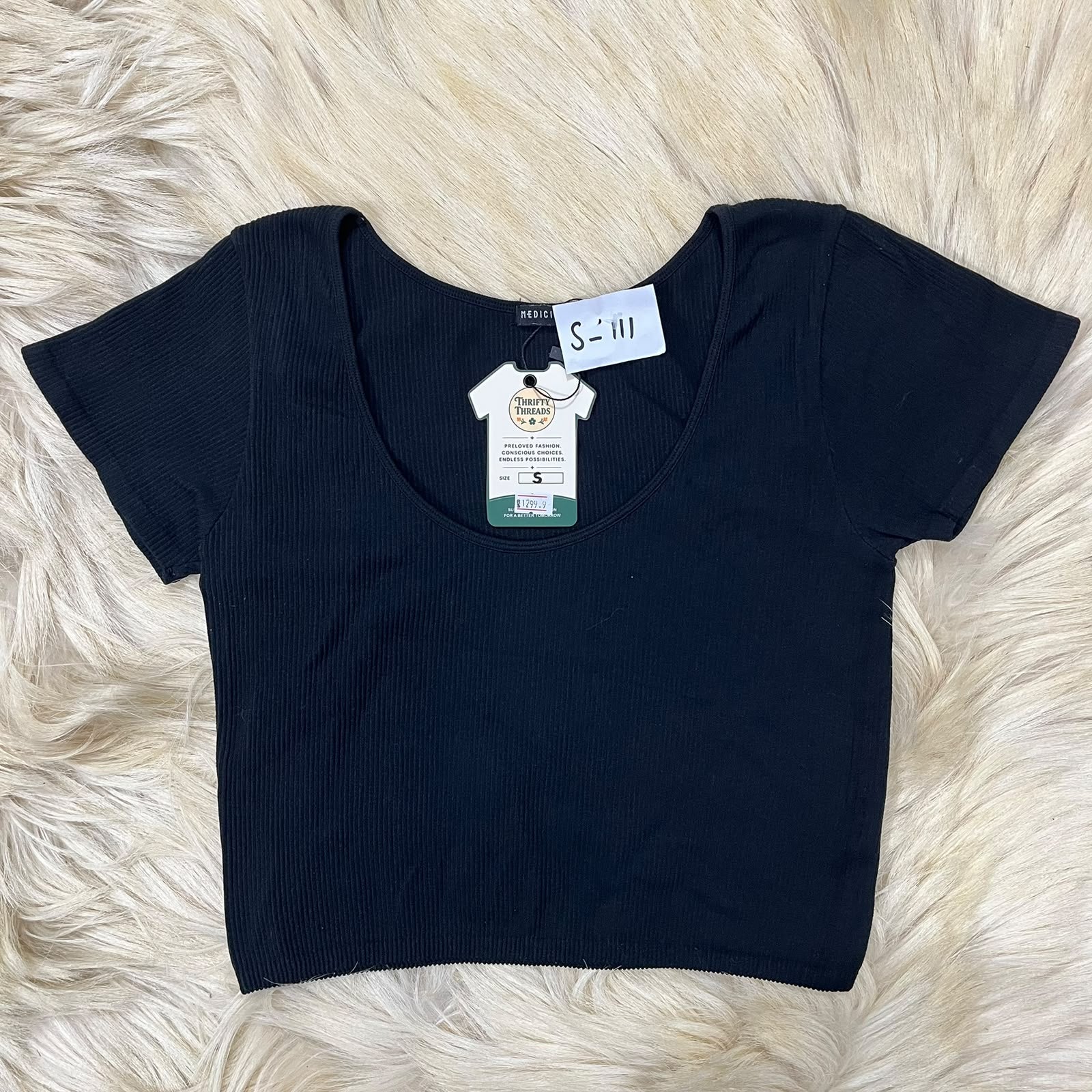 Black Ribbed Crop Top