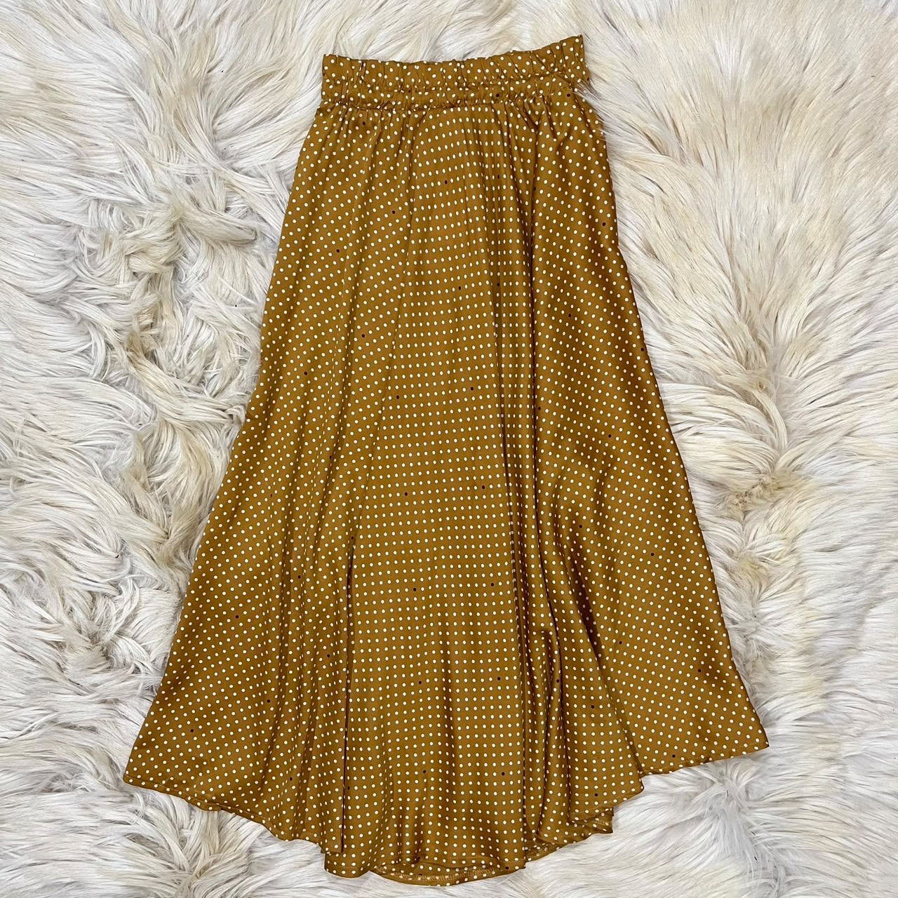Mustard Polka Silk Skirt