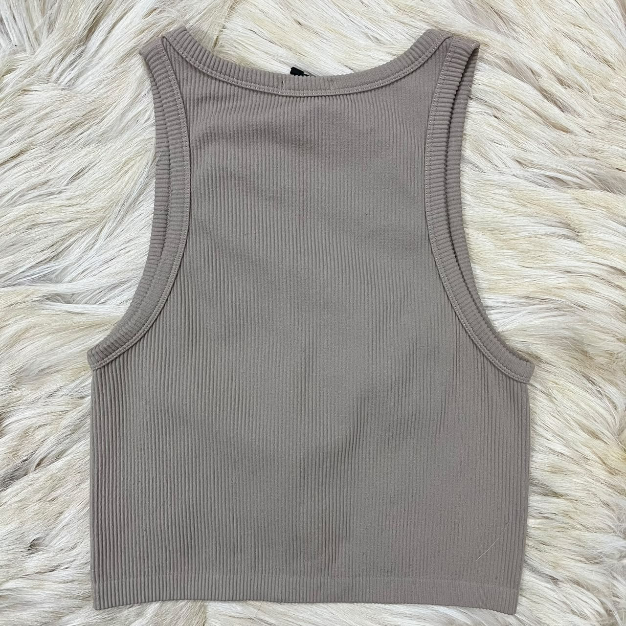 Beige Ribbed Tank Top