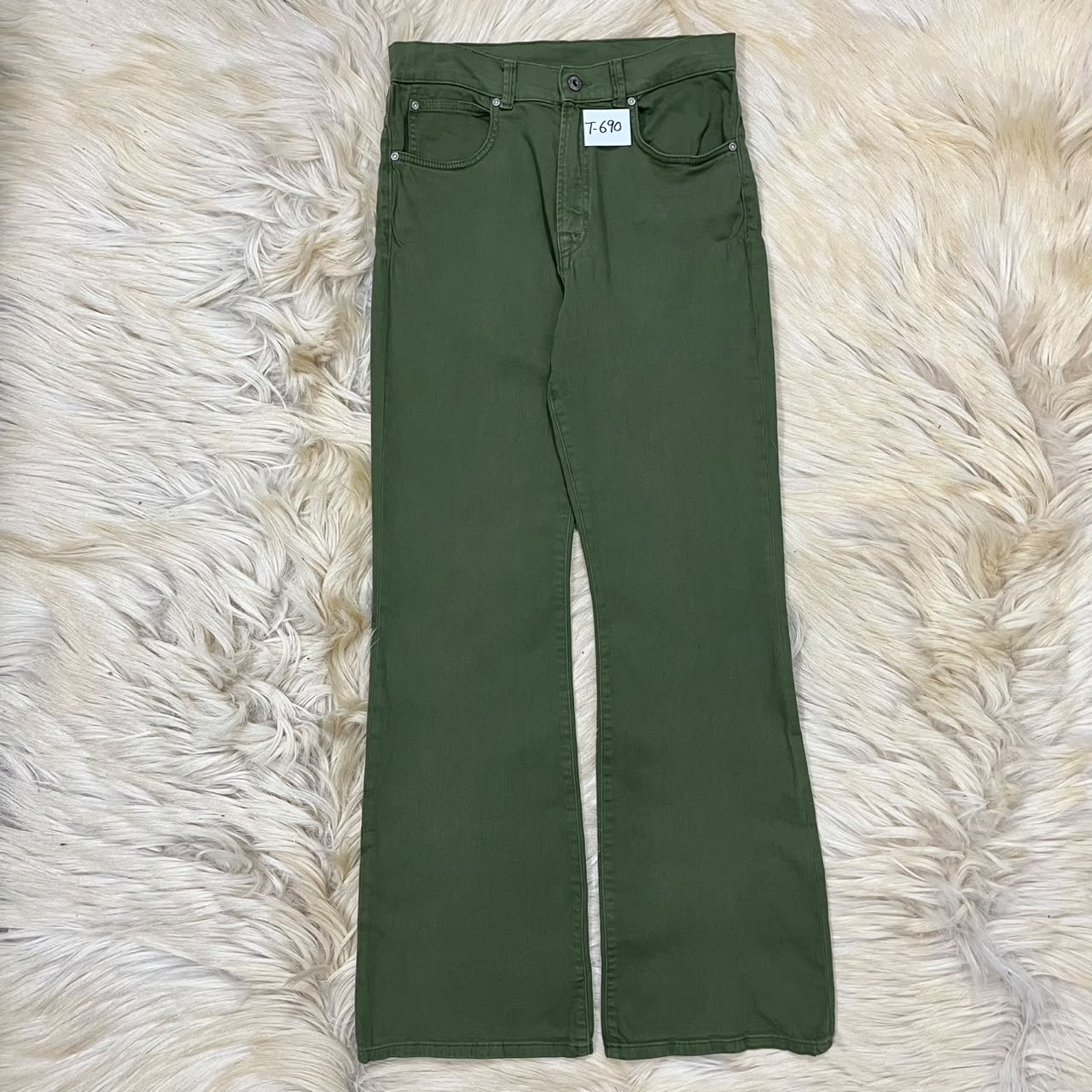 Olive green wide-leg jeans