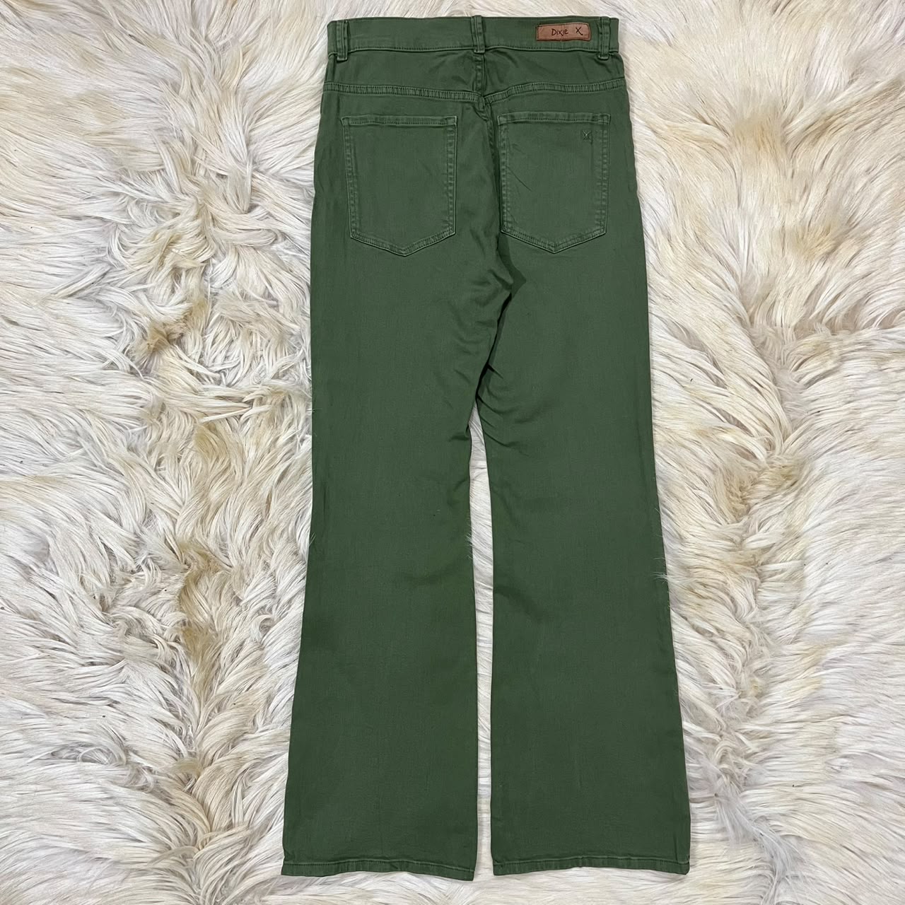 Olive green wide-leg jeans
