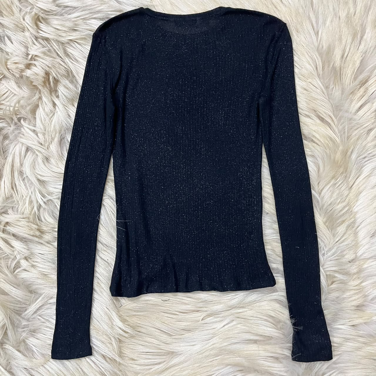 Black glitter ribbed long sleeves