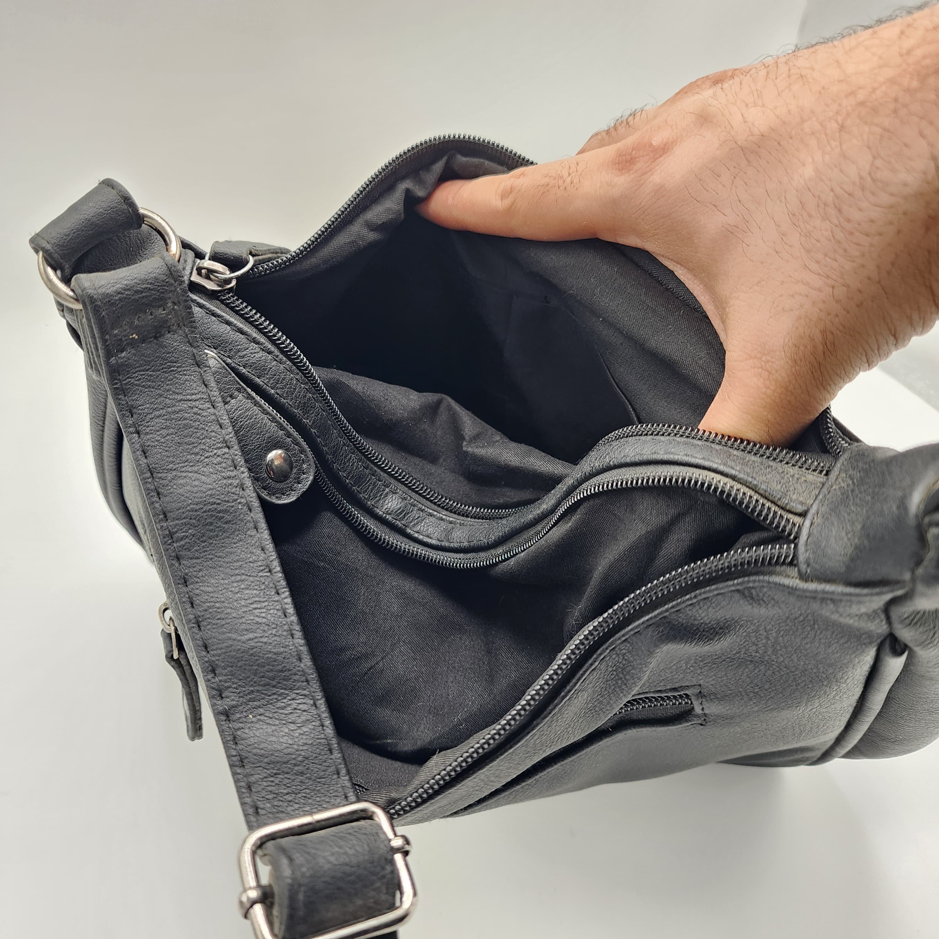 Black Leather Crossbody Bag