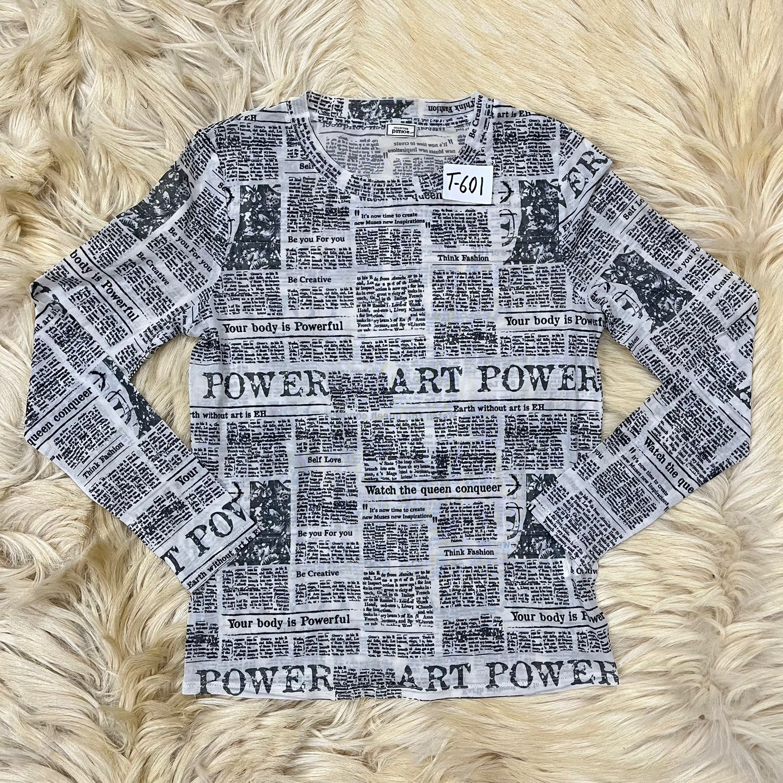 News Paper Mesh Top