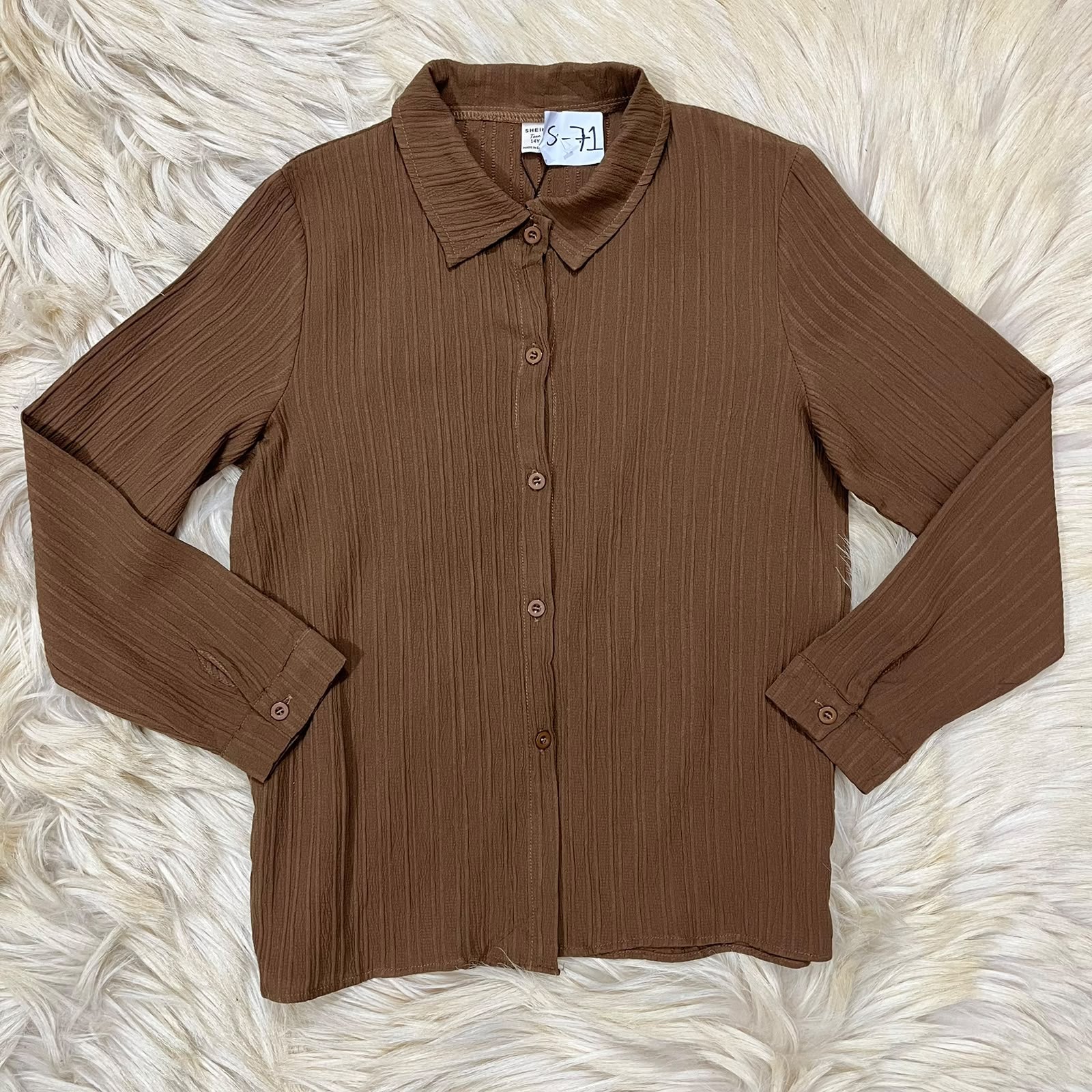 Trendy Brown Button Down Shirt